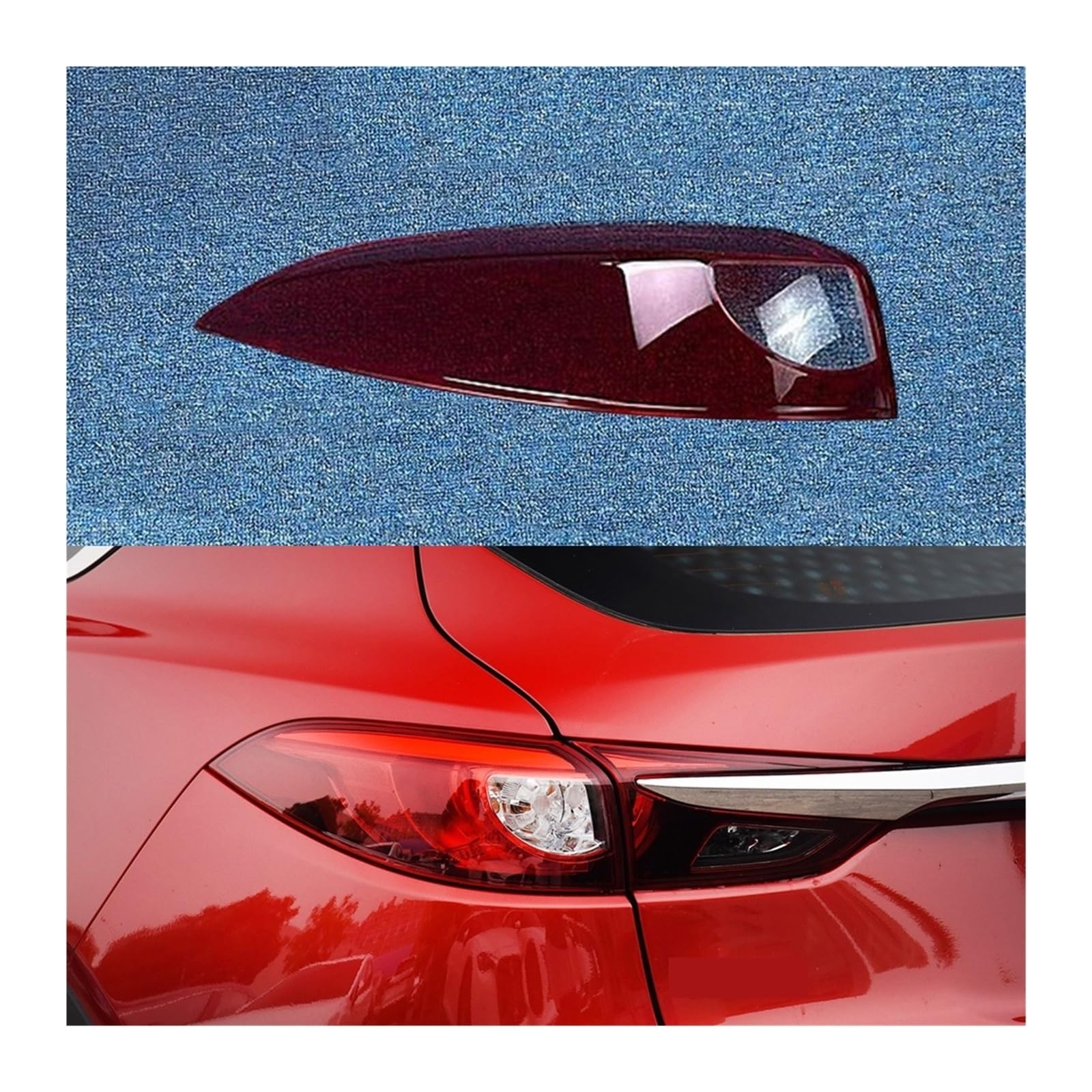 MOMOBP Auto-Rücklichtabdeckung, Ersatz der hinteren Rücklichtabdeckungen, kompatibel for Mazda CX-4 2014–2018, rotes Rücklichtgehäuse, Lampenschirm aus klarem Glas(Outside Left) von MOMOBP