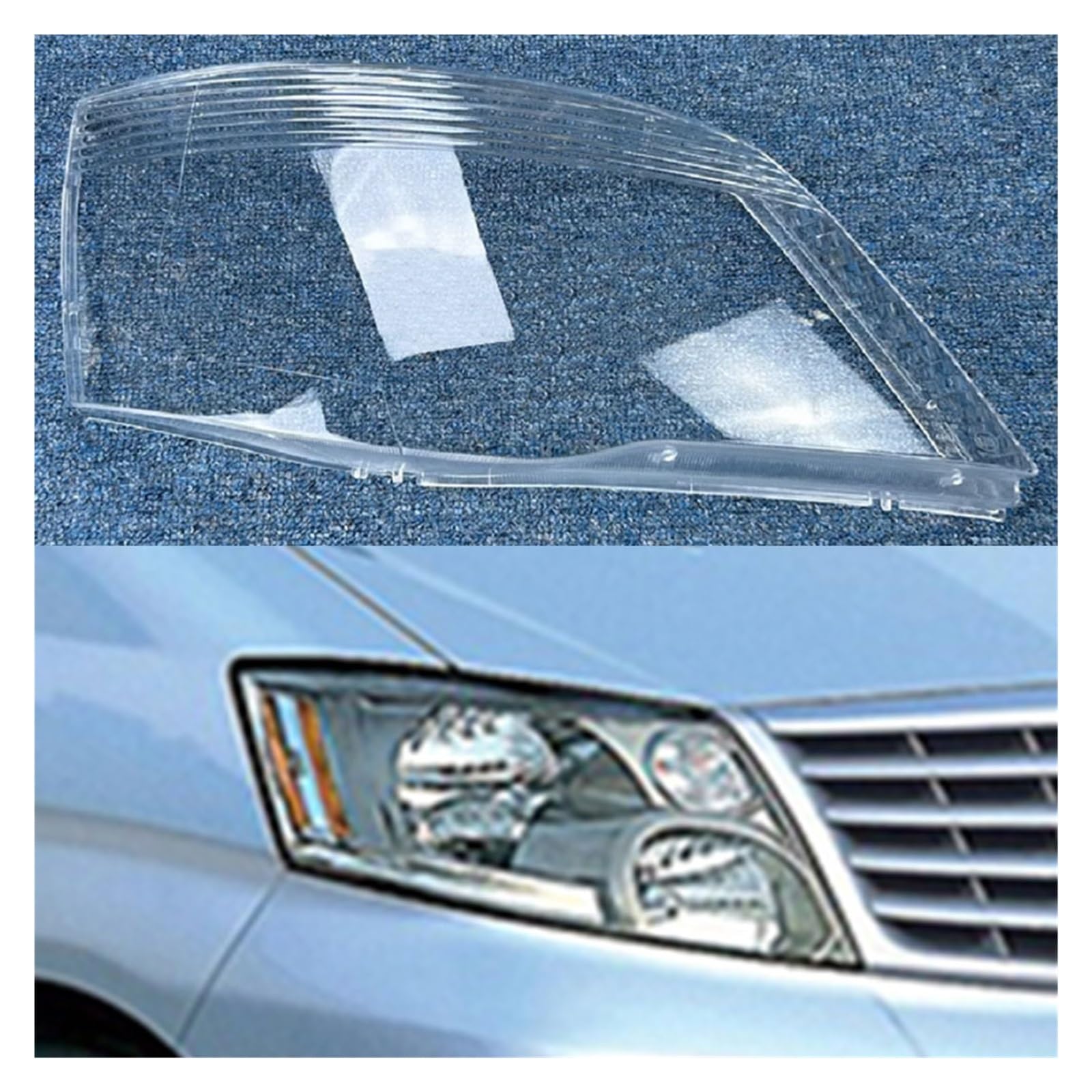 MOMOBP Auto-Scheinwerfer-Abdeckung, Glasschale, Auto-Licht-Lampe, kompatibel mit Toyota Alphard AH10 2002–2007, Frontscheinwerfer, transparenter Lampenschirm(Right) von MOMOBP