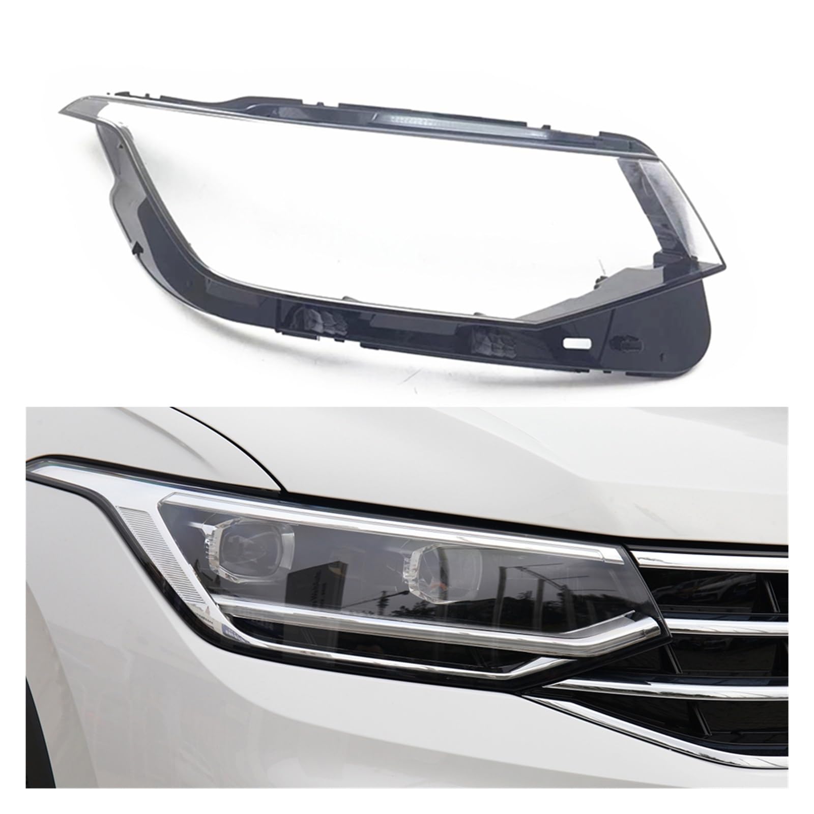 MOMOBP Auto-Scheinwerfer-Lichtgehäuse, kompatibel for VW Tiguan 2022 2023, Auto-Scheinwerfer-Abdeckung, Lampenschirm, Glas, Lampenabdeckung, Scheinwerfer-Sh(Low Right) von MOMOBP