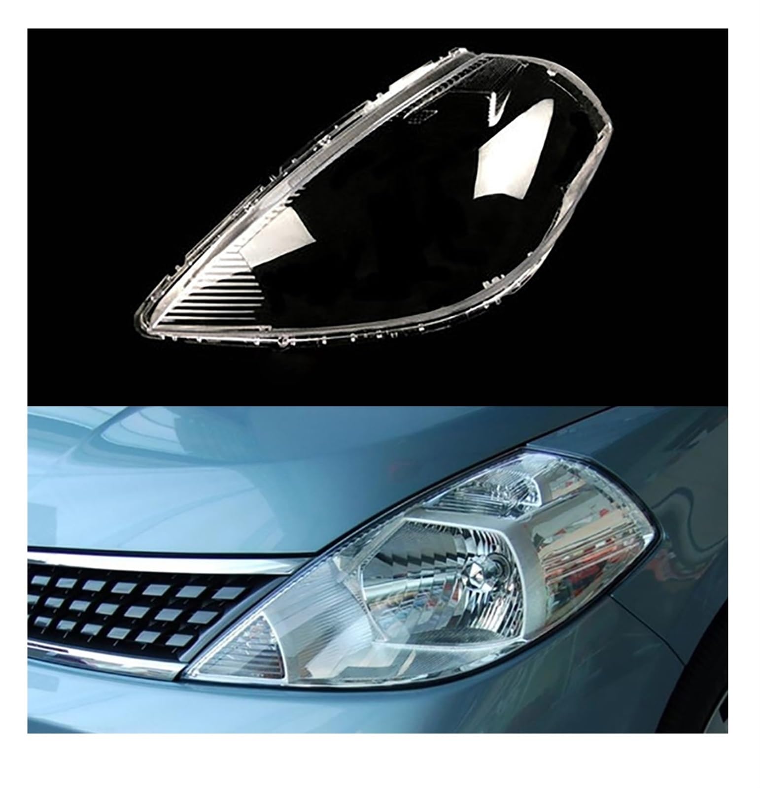 MOMOBP Auto-Scheinwerfer-Objektiv, Auto-Kopflampen-Lichtgehäuse, kompatibel for Nissan Tiida Versa 2005 2006 2007, Frontscheinwerfer-Abdeckung, Lampenschirm-Glasschale(Left) von MOMOBP