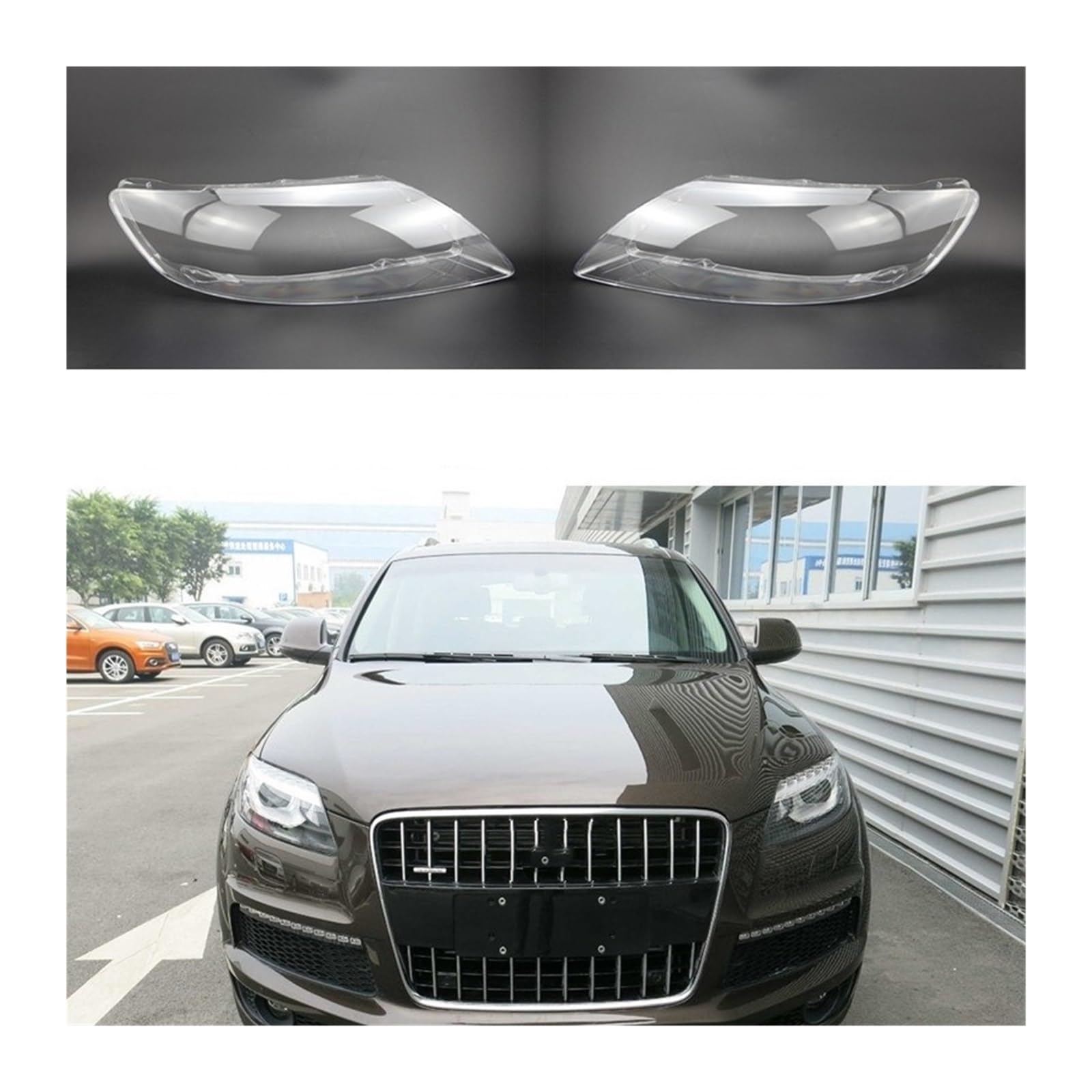 MOMOBP Auto-Scheinwerferabdeckung, Ersatz der vorderen Scheinwerferabdeckung, kompatibel for Audi Q7 2010–2015, transparentes Glasgehäuse for Lampenschirm(Right) von MOMOBP