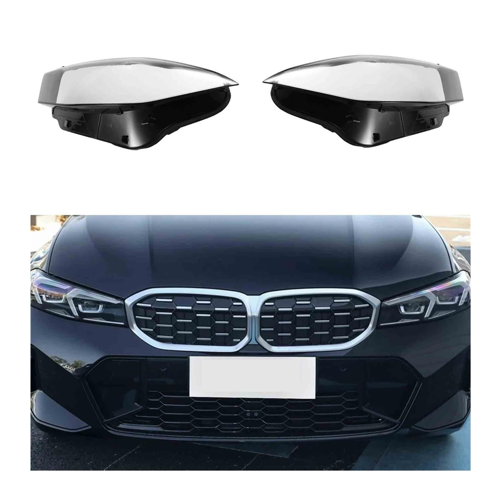 MOMOBP Auto-Scheinwerferabdeckung, Ersatz der vorderen Scheinwerferabdeckung, kompatibel for BMW 3er G20 G28 320i 330i 325Li 2023, transparentes Glasgehäuse for Lampenschirm(Left and right) von MOMOBP