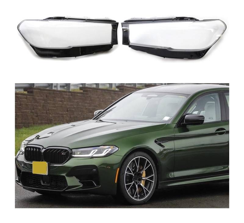 MOMOBP Auto-Scheinwerferabdeckung, Ersatz der vorderen Scheinwerferabdeckung, kompatibel for BMW 5er G30 G31 F90 M5 LCI 2020 2021 2022, transparentes Glasgehäuse for Lampenschirm(Left and Right) von MOMOBP