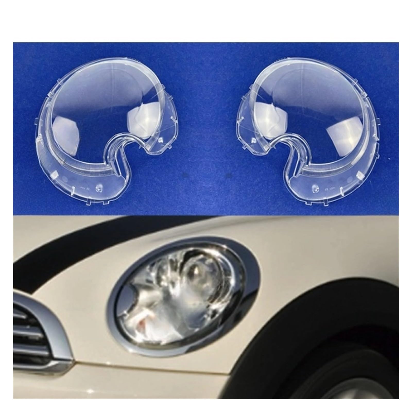 MOMOBP Auto-Scheinwerferabdeckung, Ersatz der vorderen Scheinwerferabdeckung, kompatibel for BMW MINI R56 2009–2013, transparentes Glasgehäuse for Lampenschirm(Right) von MOMOBP