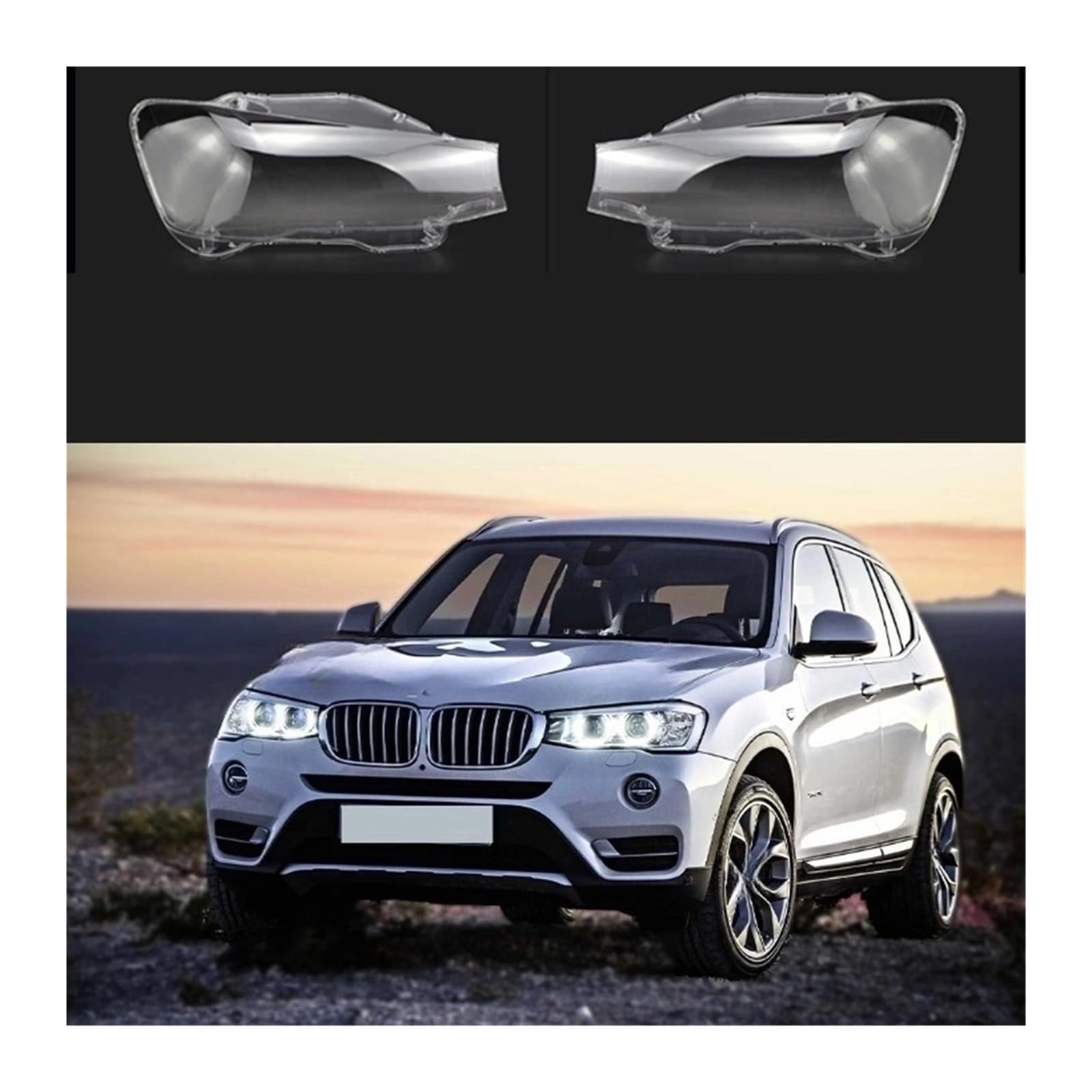 MOMOBP Auto-Scheinwerferabdeckung, Ersatz der vorderen Scheinwerferabdeckung, kompatibel for BMW X3 2014–2017, transparentes Glasgehäuse for Lampenschirm(Left) von MOMOBP