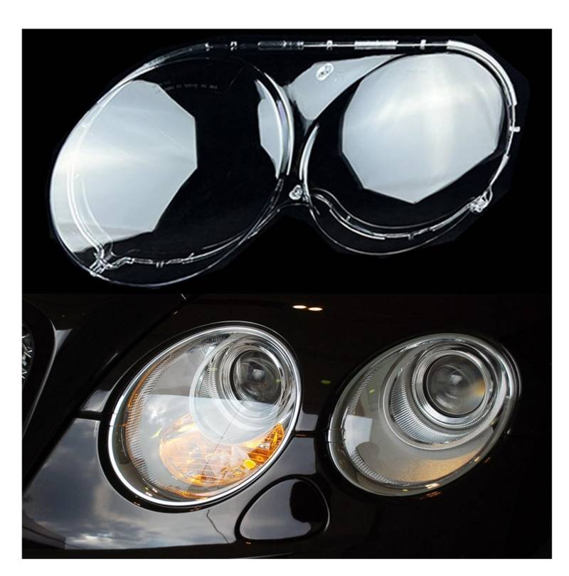 MOMOBP Auto-Scheinwerferabdeckung, Ersatz der vorderen Scheinwerferabdeckung, kompatibel for Bentley Continental GT Flying Spur 2005–2012, transparentes Glasgehäuse for Lampenschirm(Left) von MOMOBP