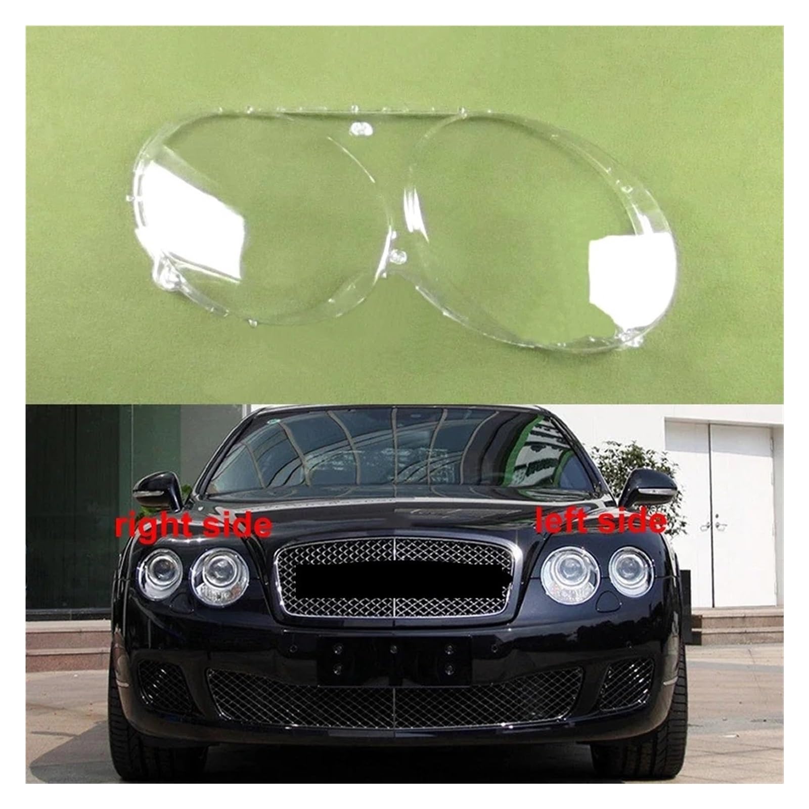 MOMOBP Auto-Scheinwerferabdeckung, Ersatz der vorderen Scheinwerferabdeckung, kompatibel for Bentley Continental GT Flying Spur 2005–2017, transparentes Glasgehäuse for Lampenschirm(Left and right) von MOMOBP