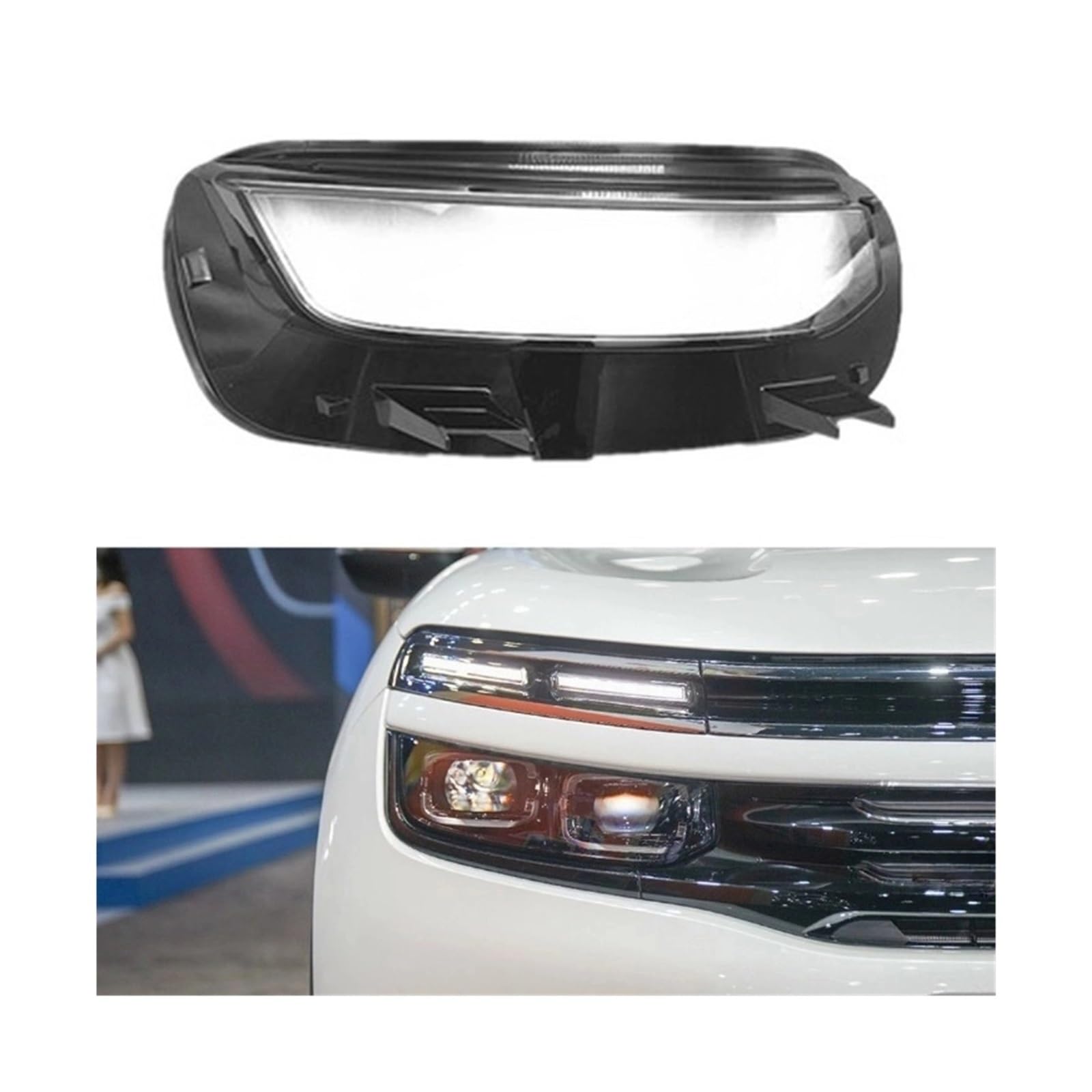 MOMOBP Auto-Scheinwerferabdeckung, Ersatz der vorderen Scheinwerferabdeckung, kompatibel for Citroen C5 Aircross 2017–2022, transparentes Glasgehäuse for Lampenschirm(High Right) von MOMOBP