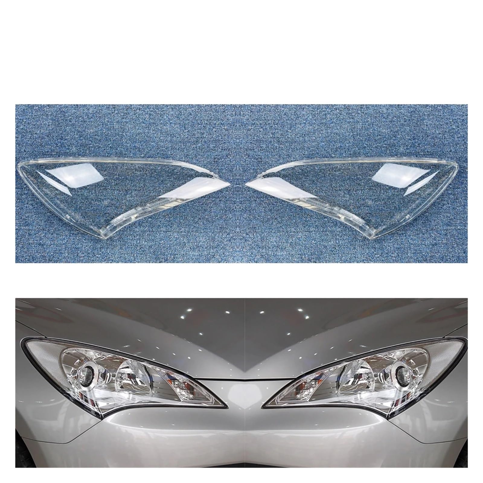 MOMOBP Auto-Scheinwerferabdeckung, Ersatz der vorderen Scheinwerferabdeckung, kompatibel for Hyundai Genesis Coupe 2009 2010, transparentes Glasgehäuse for Lampenschirm(2 Pcs Left and Right) von MOMOBP