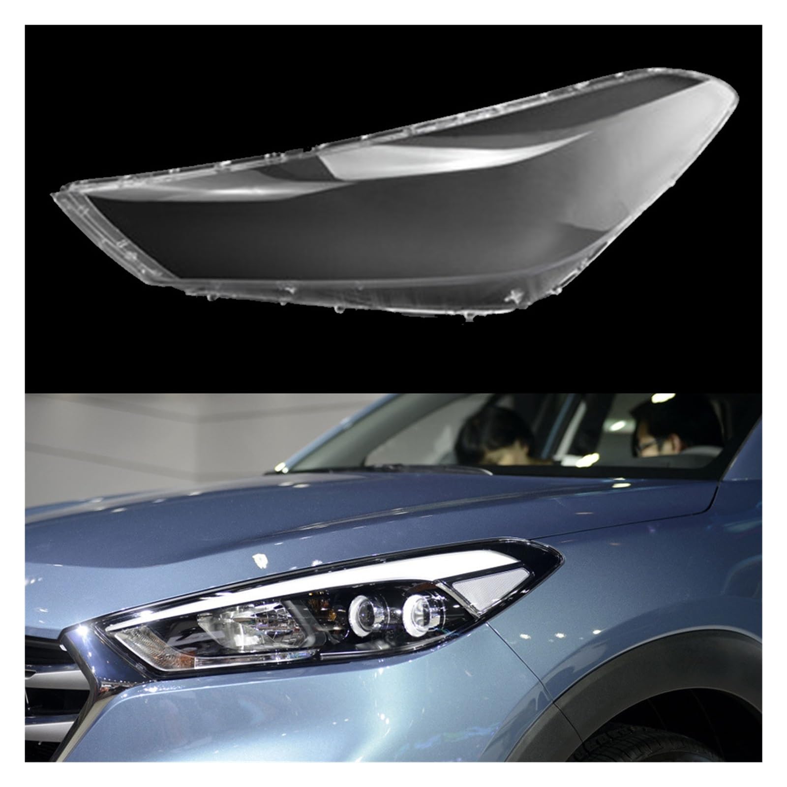 MOMOBP Auto-Scheinwerferabdeckung, Ersatz der vorderen Scheinwerferabdeckung, kompatibel for Hyundai Tucson 2015 2016 2017 2018, transparentes Glasgehäuse for Lampenschirm(Left) von MOMOBP