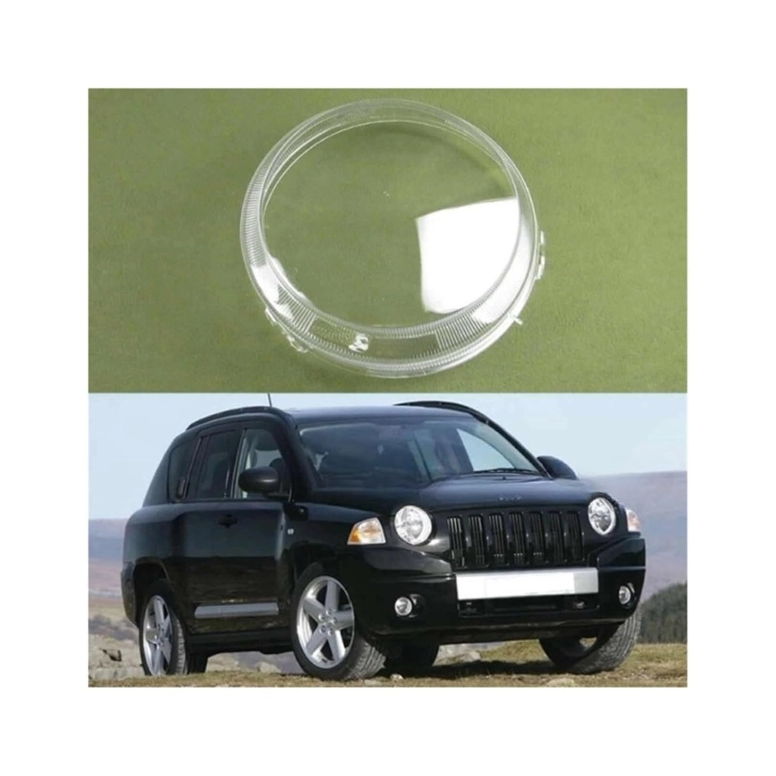 MOMOBP Auto-Scheinwerferabdeckung, Ersatz der vorderen Scheinwerferabdeckung, kompatibel for Jeep Compass 2007 2008 2009 2010, transparentes Glasgehäuse for Lampenschirm(1PCS left side) von MOMOBP