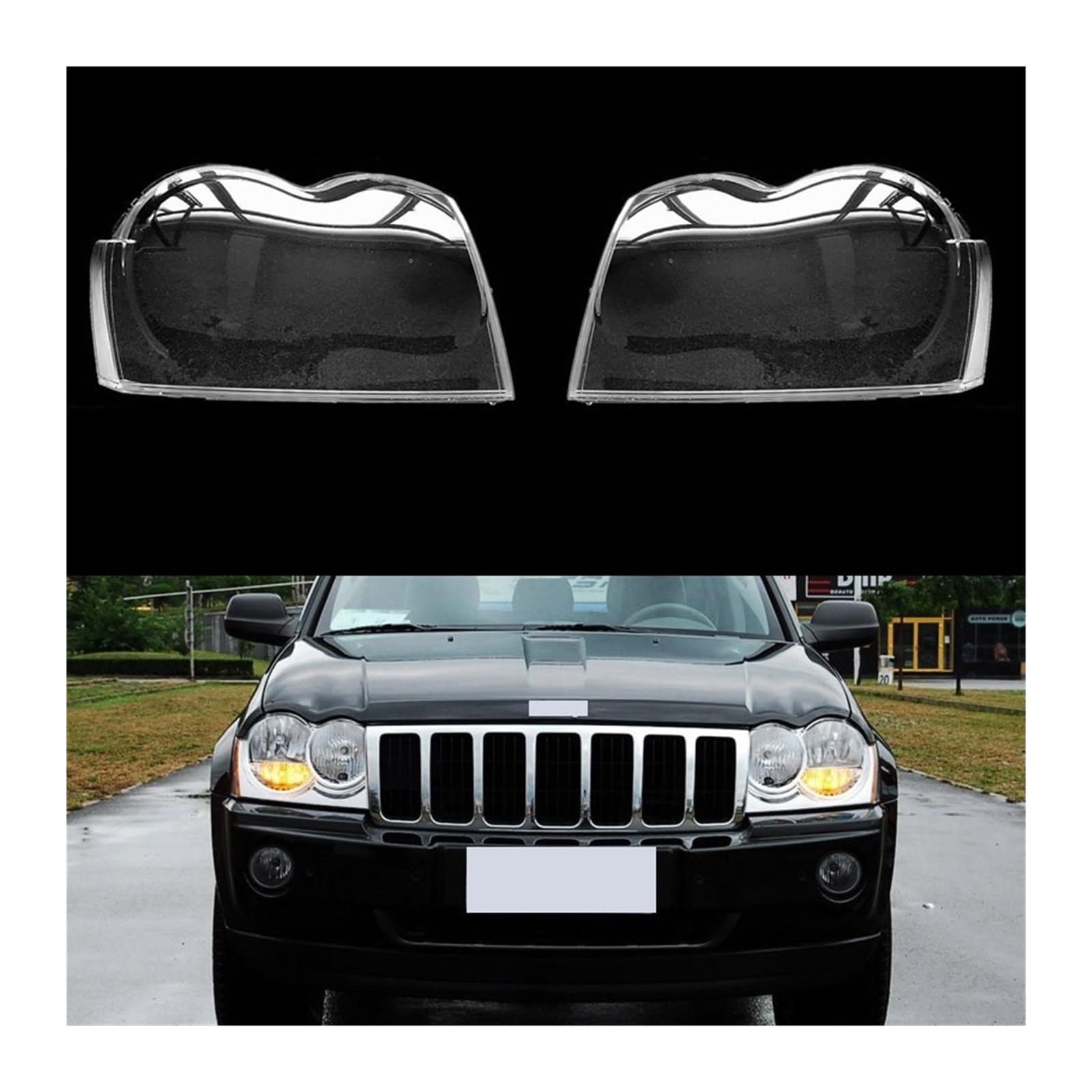 MOMOBP Auto-Scheinwerferabdeckung, Ersatz der vorderen Scheinwerferabdeckung, kompatibel for Jeep Grand Cherokee 2007–2010, transparentes Glasgehäuse for Lampenschirm(Right) von MOMOBP