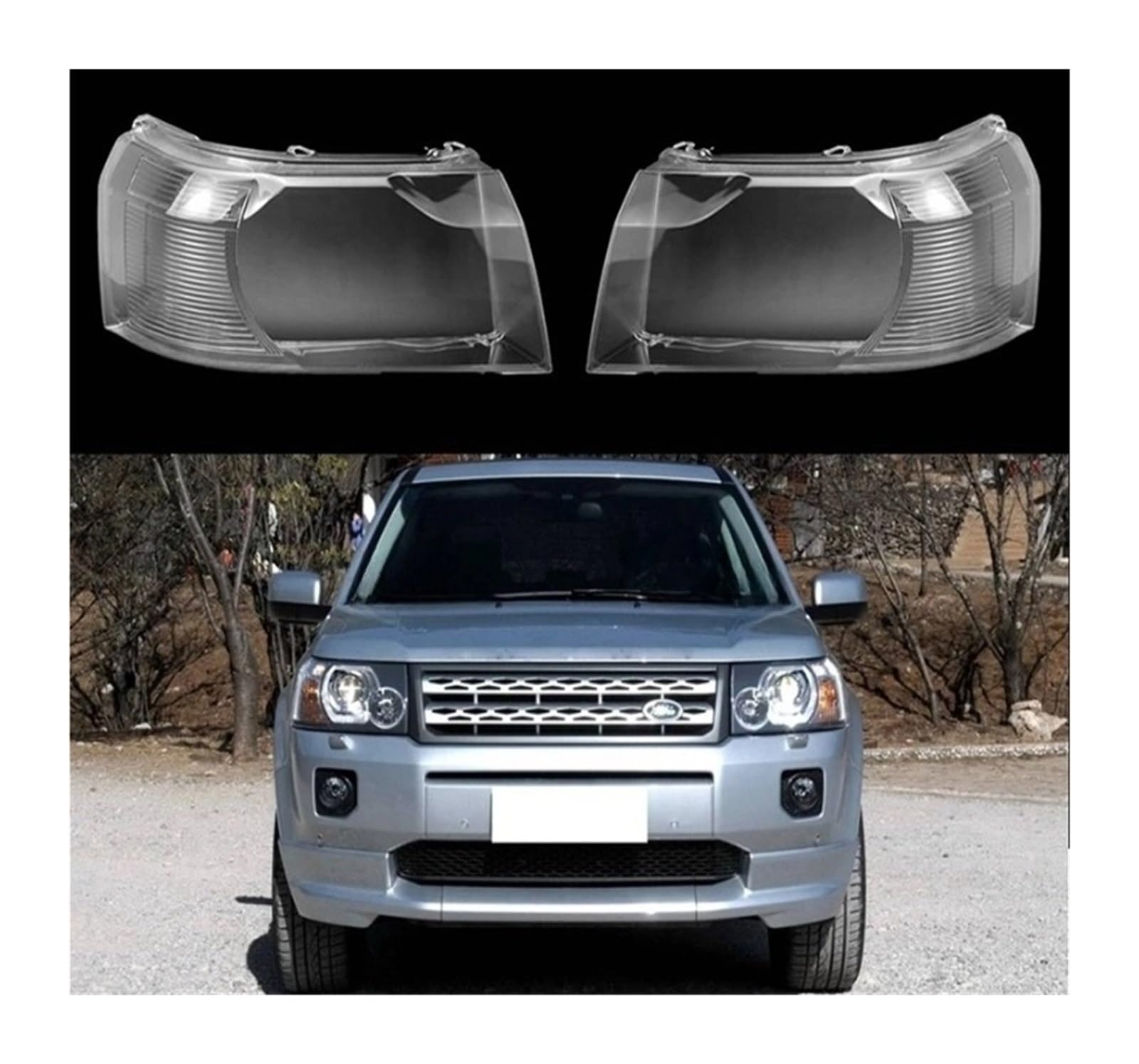 MOMOBP Auto-Scheinwerferabdeckung, Ersatz der vorderen Scheinwerferabdeckung, kompatibel for Land Rover Freelander 2 2007–2012, transparentes Glasgehäuse for Lampenschirm(Transparent Right) von MOMOBP