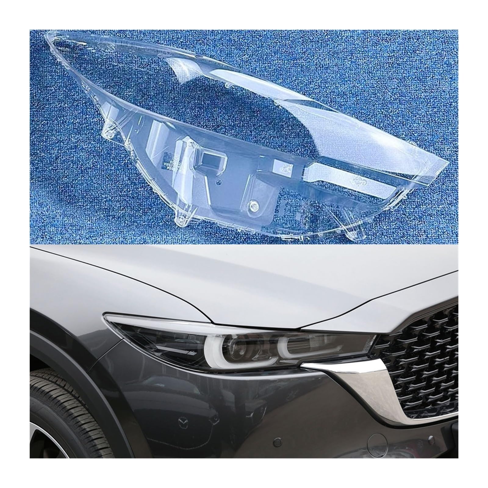 MOMOBP Auto-Scheinwerferabdeckung, Ersatz der vorderen Scheinwerferabdeckung, kompatibel for Mazda CX-5 2022 2023, transparentes Glasgehäuse for Lampenschirm(Right) von MOMOBP