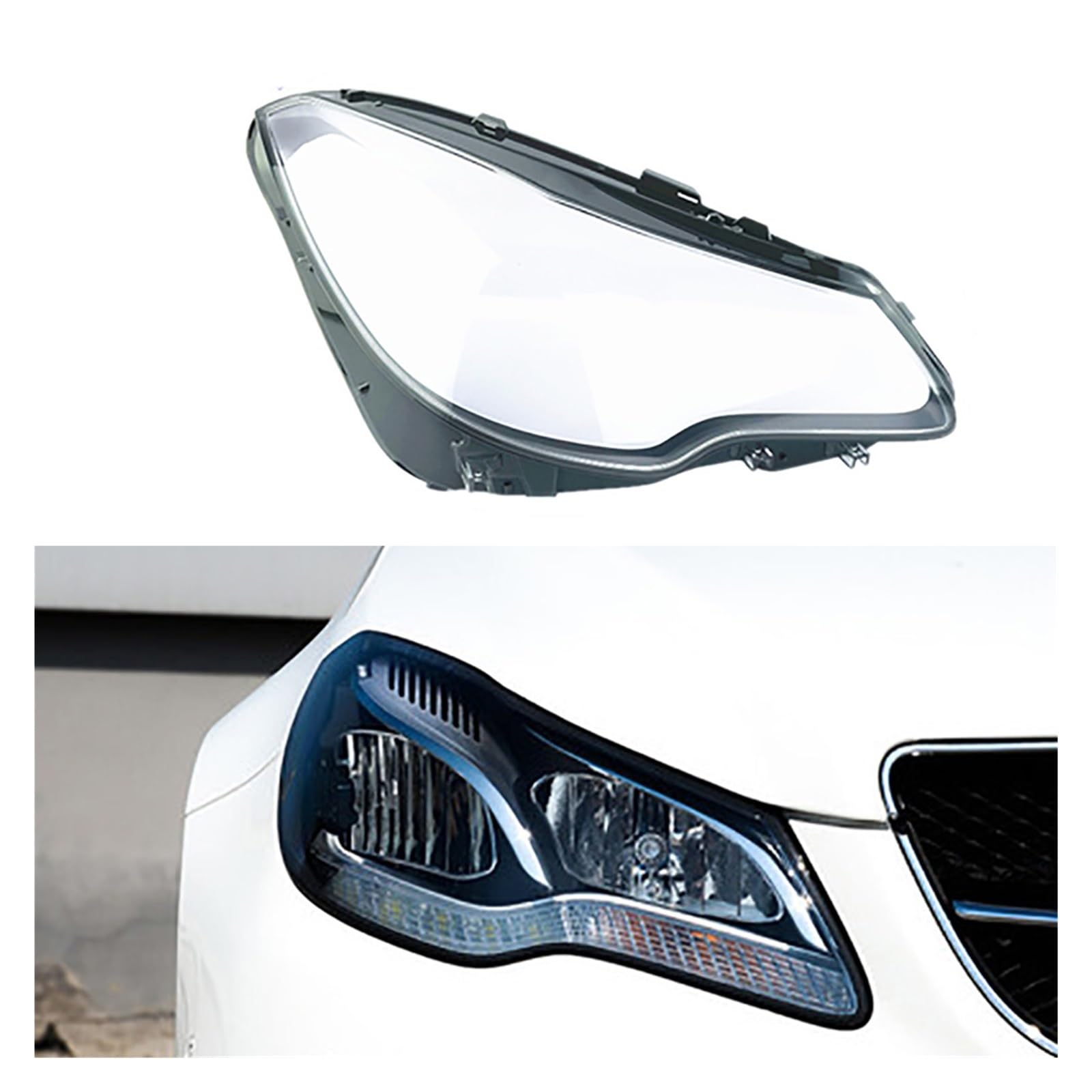 MOMOBP Auto-Scheinwerferabdeckung, Ersatz der vorderen Scheinwerferabdeckung, kompatibel for Mercedes-Benz E-Klasse Coupé W207 E200 E250 E300 2013–2016, transparentes Glasgehäuse for Lampenschirm(Righ von MOMOBP