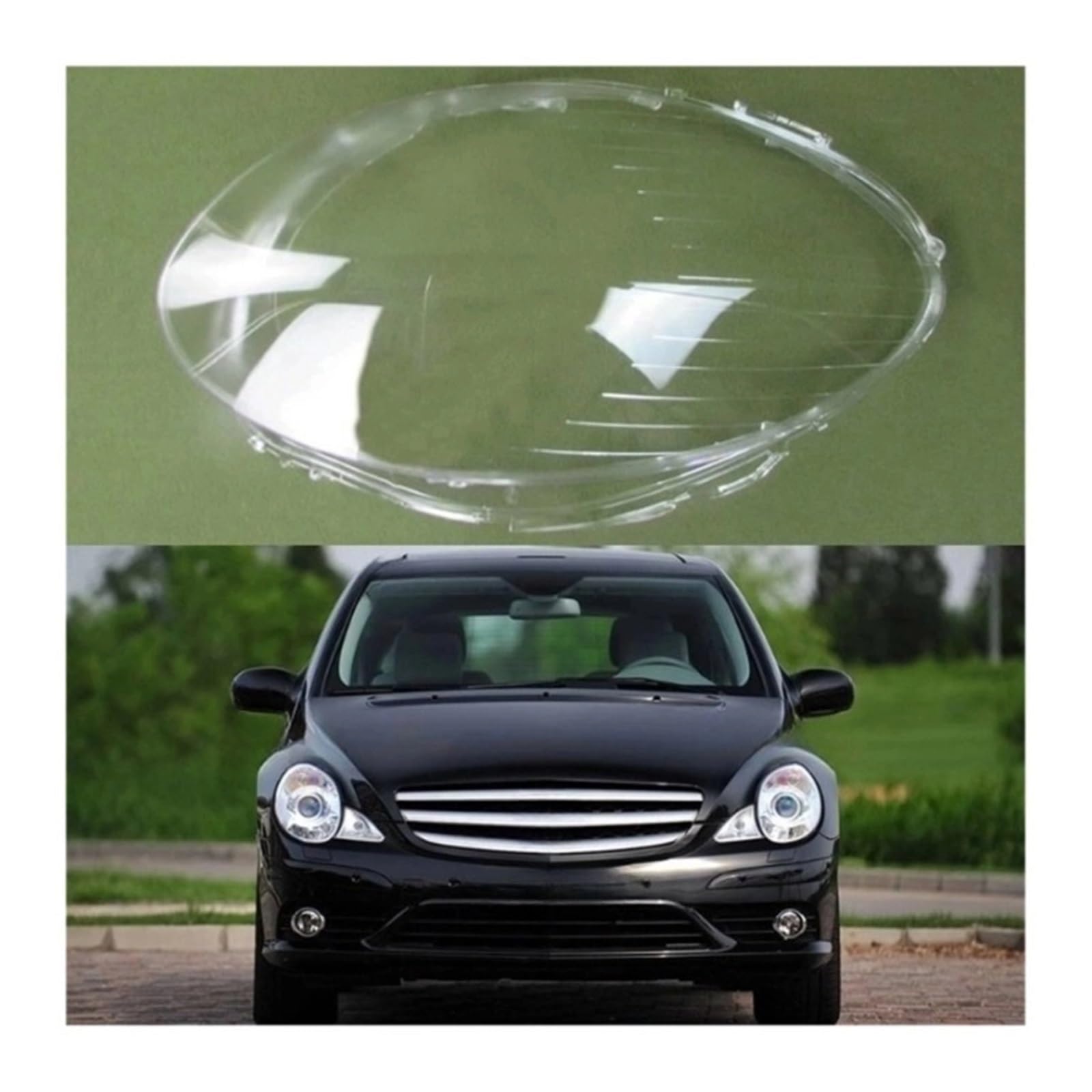 MOMOBP Auto-Scheinwerferabdeckung, Ersatz der vorderen Scheinwerferabdeckung, kompatibel for Mercedes Benz R-Klasse W251 R350 R500 2006–2008, transparentes Glasgehäuse for Lampenschirm(1PCS right side von MOMOBP