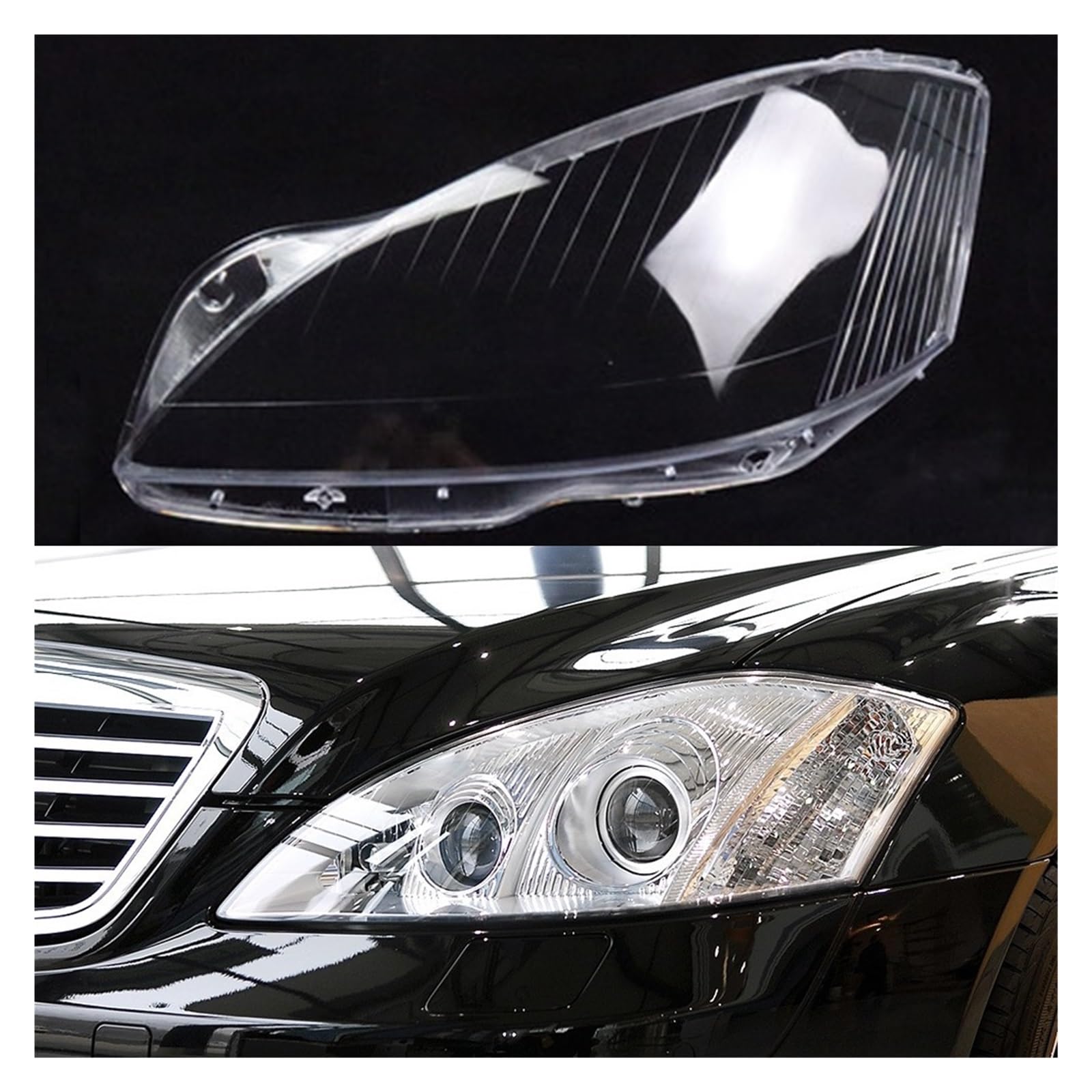 MOMOBP Auto-Scheinwerferabdeckung, Ersatz der vorderen Scheinwerferabdeckung, kompatibel for Mercedes-Benz S-Klasse W221 2006–2009, transparentes Glasgehäuse for Lampenschirm(Left) von MOMOBP