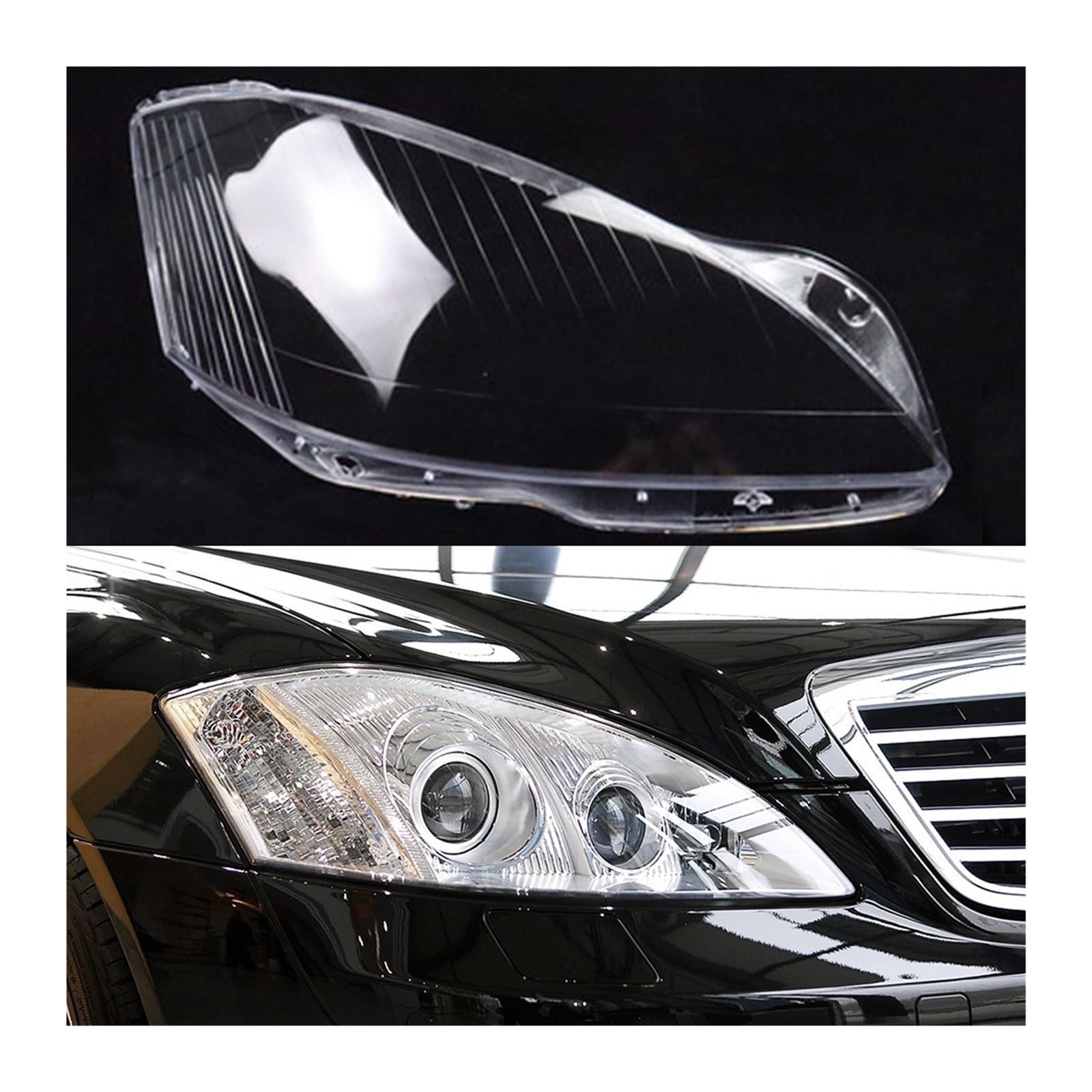 MOMOBP Auto-Scheinwerferabdeckung, Ersatz der vorderen Scheinwerferabdeckung, kompatibel for Mercedes-Benz S-Klasse W221 2006–2009, transparentes Glasgehäuse for Lampenschirm(Right) von MOMOBP