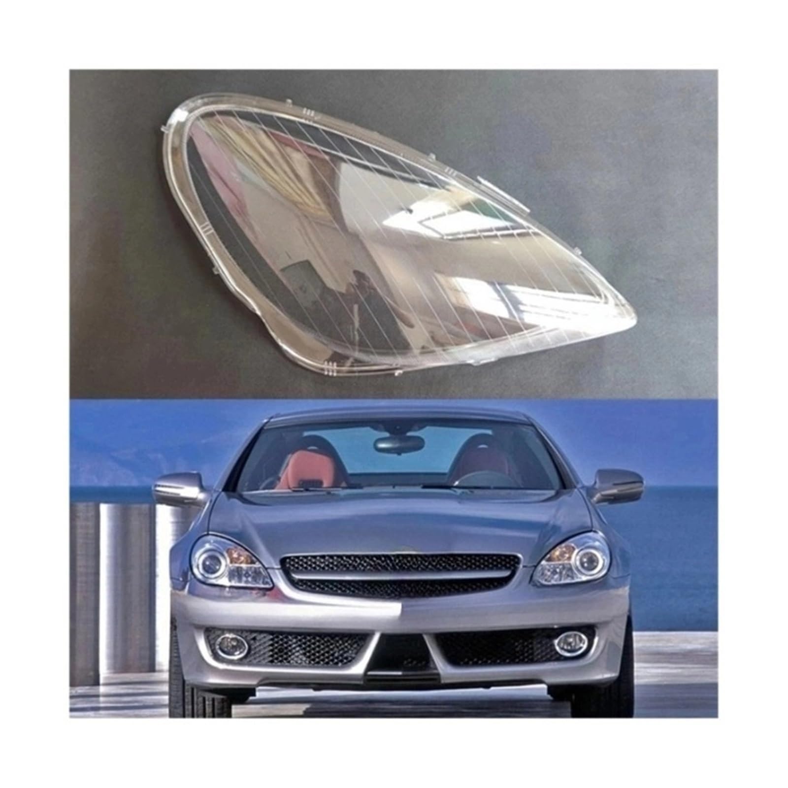 MOMOBP Auto-Scheinwerferabdeckung, Ersatz der vorderen Scheinwerferabdeckung, kompatibel for Mercedes-Benz SLK SLK 280 SLK300 SLK350 2004–2010, transparentes Glasgehäuse for Lampenschirm(2PCS left and von MOMOBP