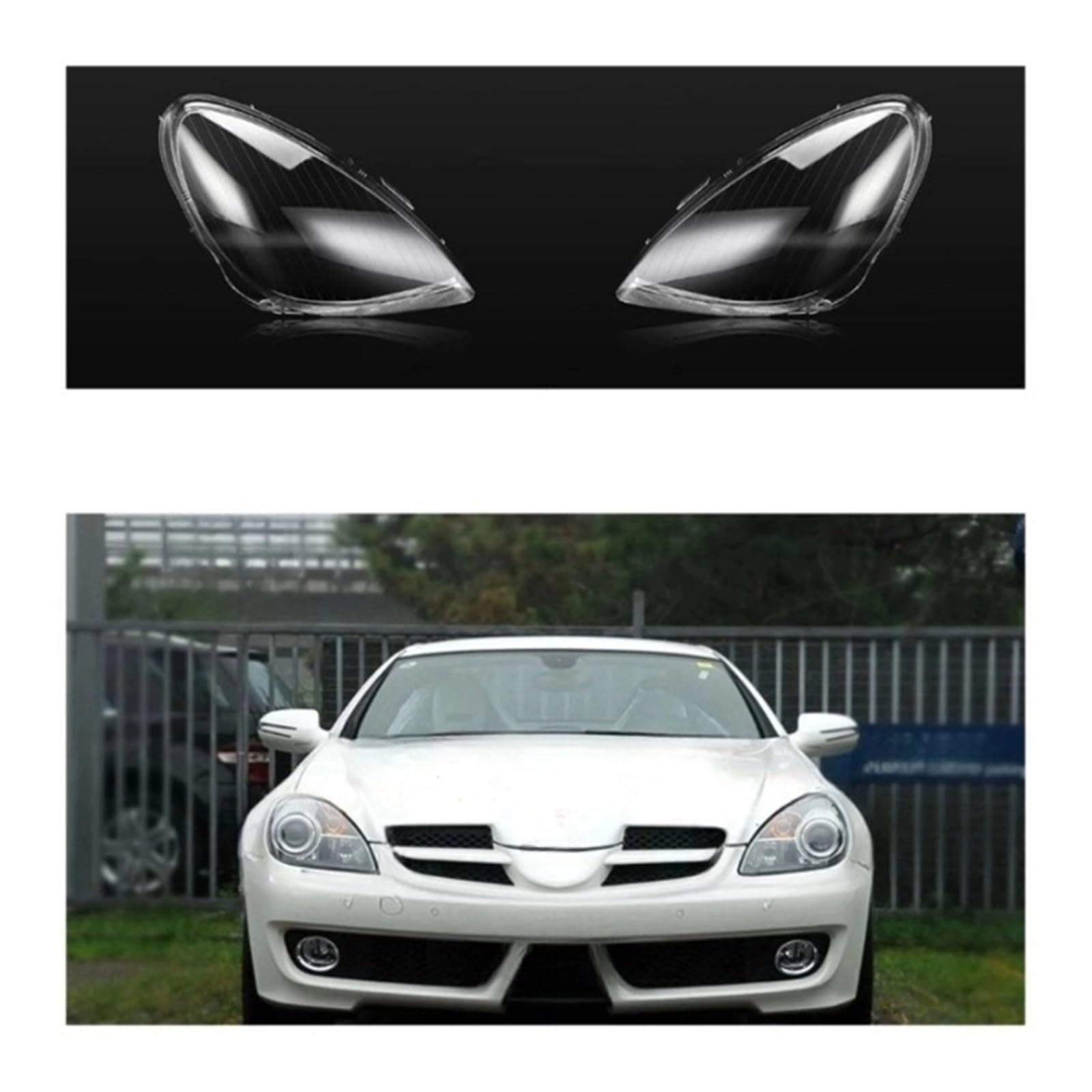 MOMOBP Auto-Scheinwerferabdeckung, Ersatz der vorderen Scheinwerferabdeckung, kompatibel for Mercedes Benz W171 SLK 2004–2010, transparentes Glasgehäuse for Lampenschirm(Left and Right) von MOMOBP