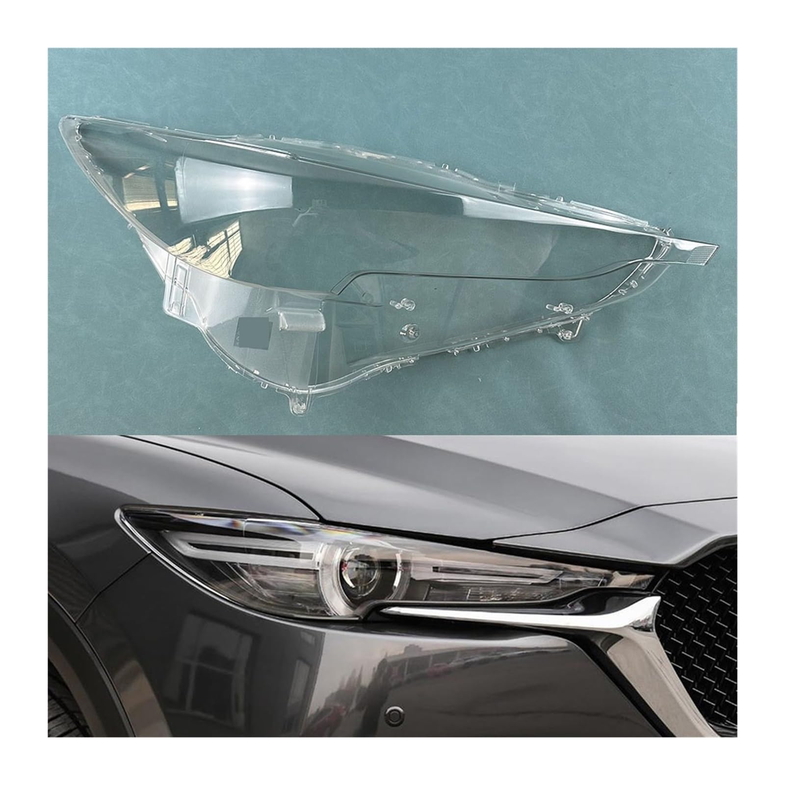 MOMOBP Autoscheinwerferabdeckung, Austausch der Frontscheinwerferabdeckung, kompatibel for Mazda CX-5 2017~2019, transparentes Glasgehäuse for Lampenschirm(Right) von MOMOBP