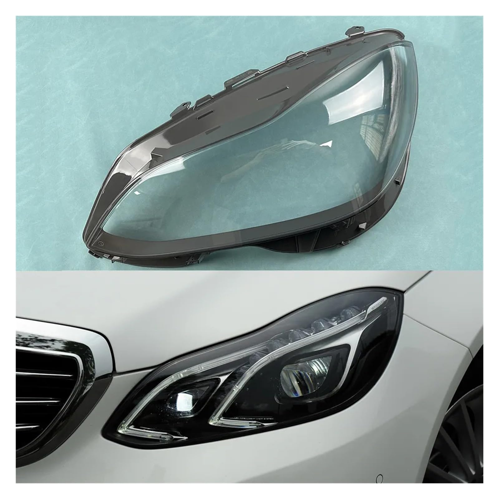 MOMOBP Autoscheinwerferabdeckung, Austausch der Frontscheinwerferabdeckung, kompatibel for Mercedes-Benz W212 E200L E260L E280L E300L E350L 2014 2015, transparentes Glasgehäuse for Lampenschirm(1PCS l von MOMOBP