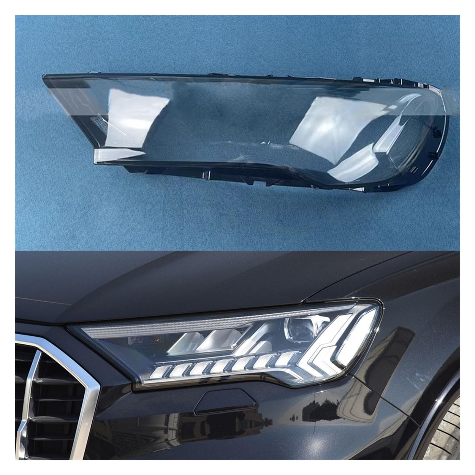 MOMOBP Autoscheinwerferabdeckung, Ersatz der Frontscheinwerferabdeckung, kompatibel for Audi Q7 2020~2022, transparentes Glasgehäuse for Lampenschirm(Left) von MOMOBP