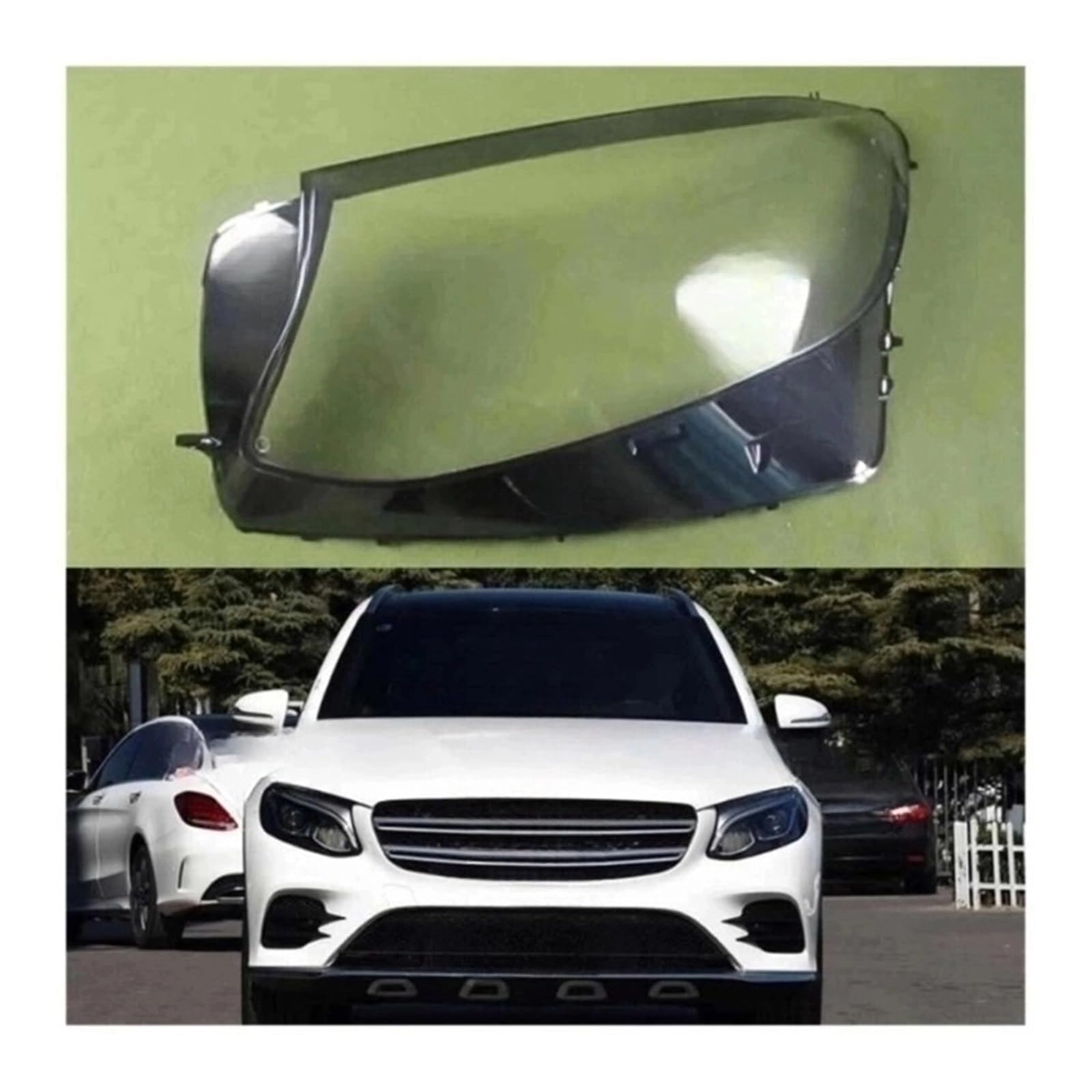 MOMOBP Autoscheinwerferabdeckung, Ersatz der Frontscheinwerferabdeckung, kompatibel for Mercedes-Benz W253 GLC200 GLC260 GLC300 2016–2019, transparentes Glasgehäuse for Lampenschirm(1PCS Right Side) von MOMOBP