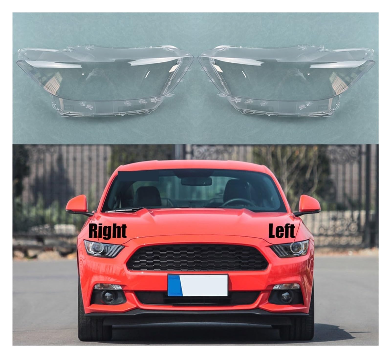 MOMOBP Autoscheinwerferabdeckung, Ersatz der Frontscheinwerferabdeckung, kompatibel for Mustang 2014~2017, transparentes Glasgehäuse for Lampenschirm(Left And Right) von MOMOBP