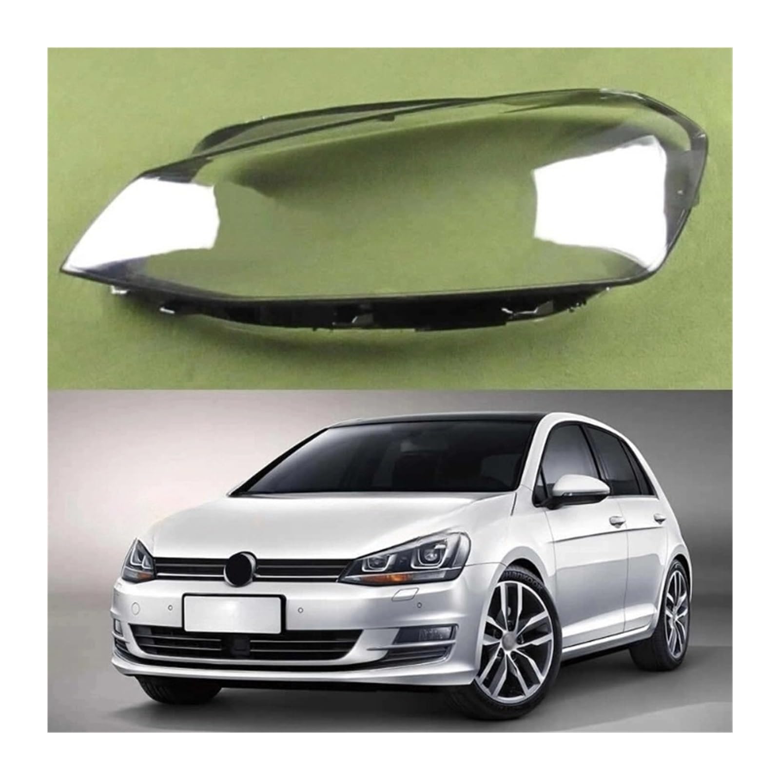 MOMOBP Autoscheinwerferabdeckung, Ersatz der Frontscheinwerferabdeckung, kompatibel for VW Golf 7 MK 7 2014 2015 2016 2017, transparentes Glasgehäuse for Lampenschirm(1PCS left side) von MOMOBP