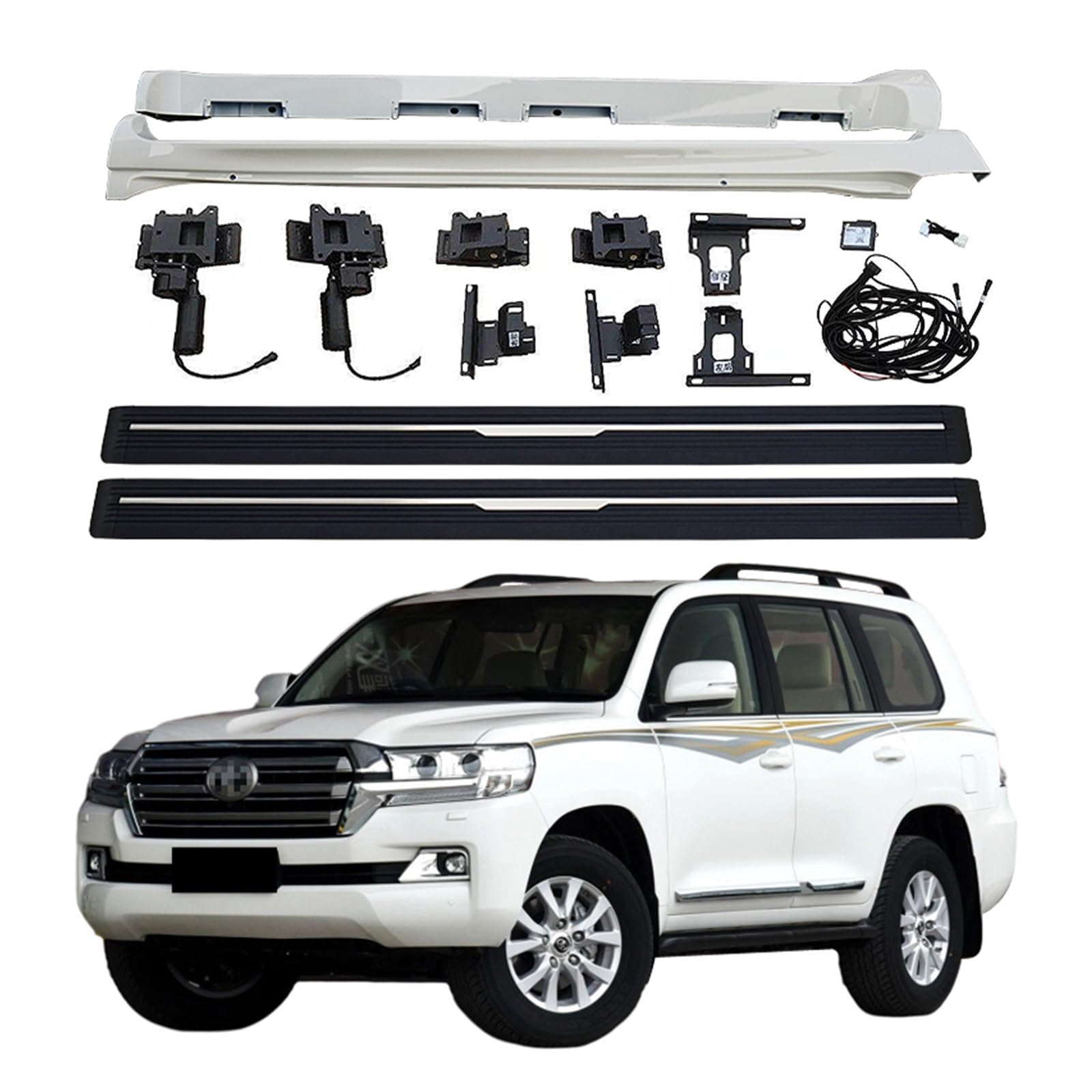 MOMOBP Elektrischer Seitentritt - Automatisch einziehbare Trittbretter for SUV, robuste Aluminiumlegierung, echte bündige Montage, kompatibel mit Toyota Landcruiser LC200 2010-2023 von MOMOBP