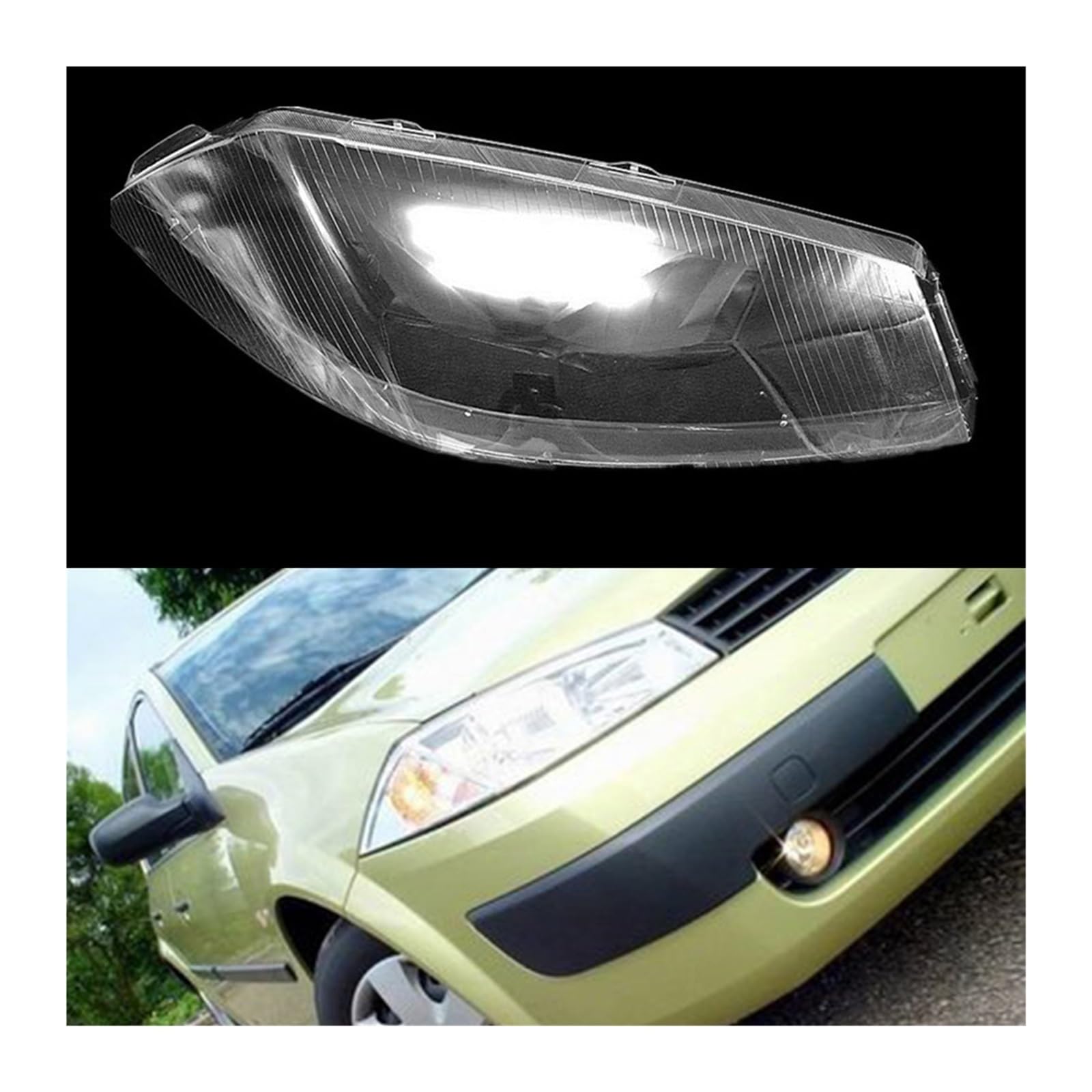 MOMOBP Frontglas-Lampenschirmschale, kompatibel mit Renault Megane 2003 2004 2005, transparentes Autolichtgehäuse, Scheinwerferabdeckung, Scheinwerferkappen(Right) von MOMOBP