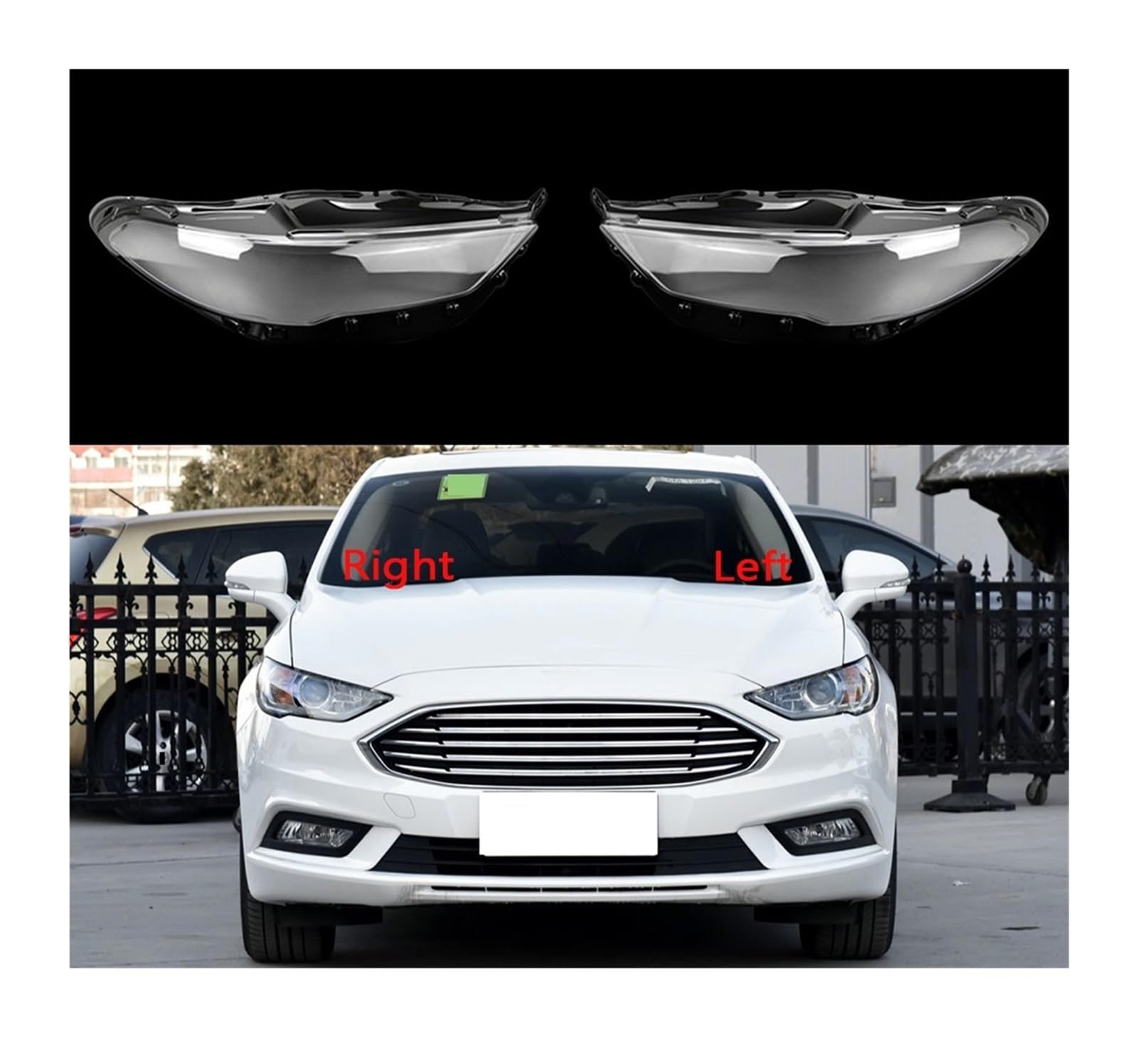 MOMOBP Kompatibel for Mondeo 2017 2018 2019, Auto-Glaslinsen-Scheinwerferschale, Auto-Frontscheinwerfer-Abdeckung, Lichtkappen, Masken, transparenter Lampenschirm(Left-01) von MOMOBP