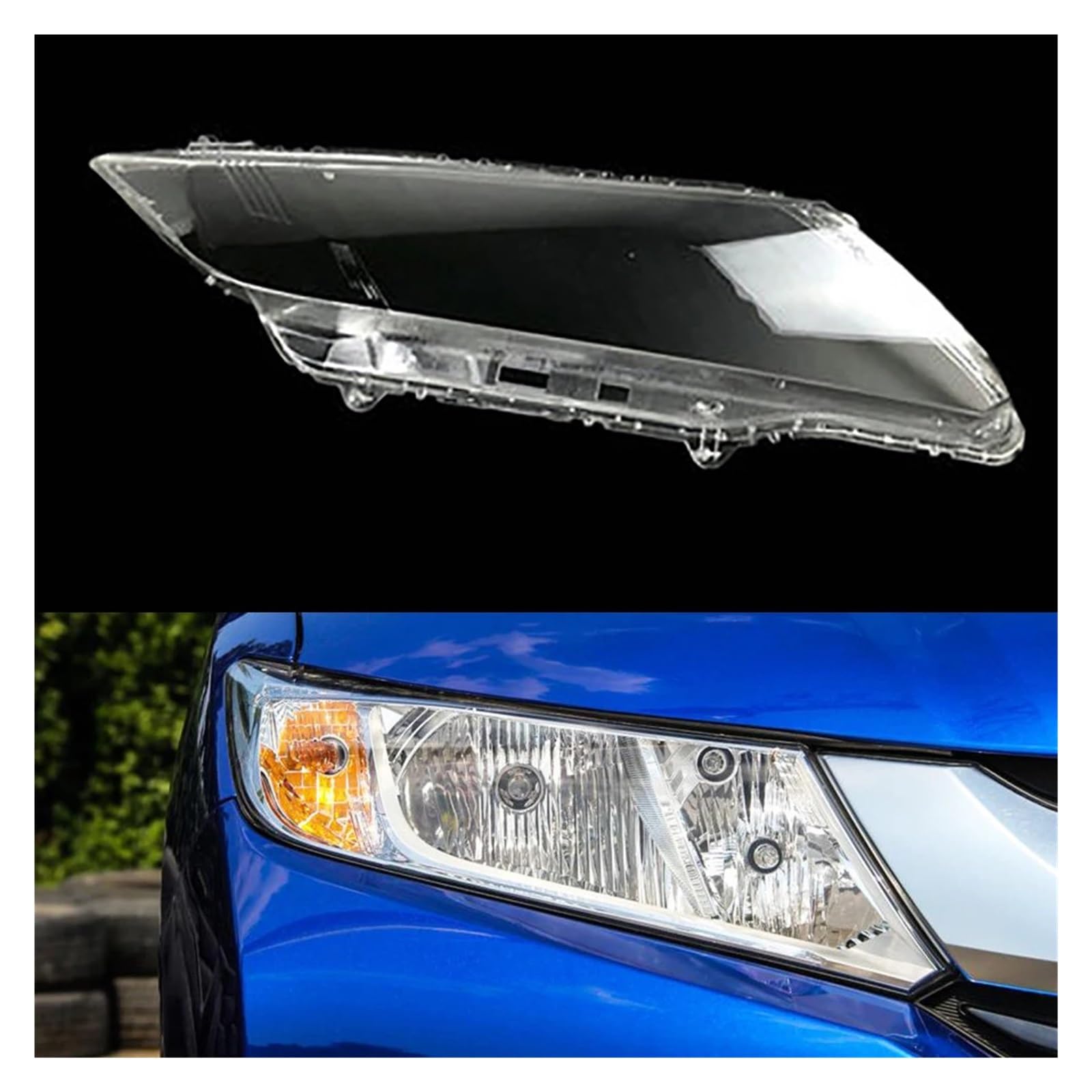 MOMOBP Transparentes Lichtgehäuse, kompatibel mit Honda City 2015–2019, Auto-Frontscheinwerfer-Objektivabdeckung, Auto-Scheinwerfer-Lampenschirm, Glas, Lampengehäusekappen(Right) von MOMOBP