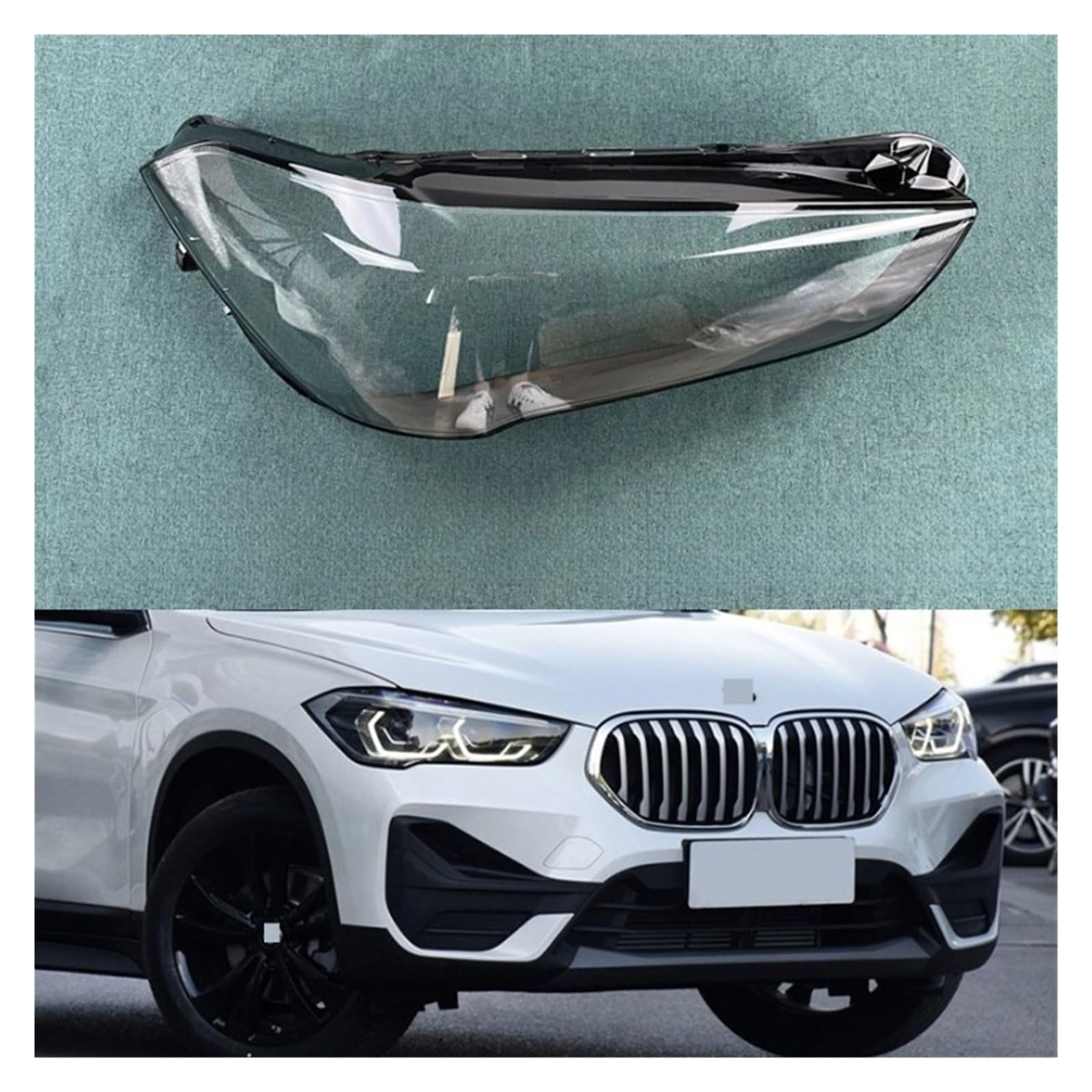 MOMOBP Vordere Auto-Scheinwerferabdeckung, kompatibel for BMW X1 F49 2020–2022, Auto-Scheinwerfer-Lampenschirm, Lampenabdeckung, Scheinwerfer-Lichtabdeckungen, Glaslinsenschale(Left and Right) von MOMOBP