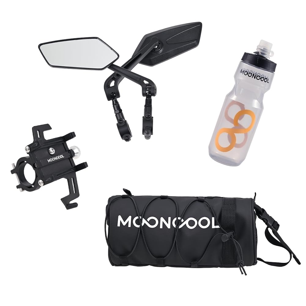 MOONCOOL Elektrofahrradzubehör inklusive Handyhalterung, Fronttasche, Trinkflasche, Rückspiegel von MOONCOOL