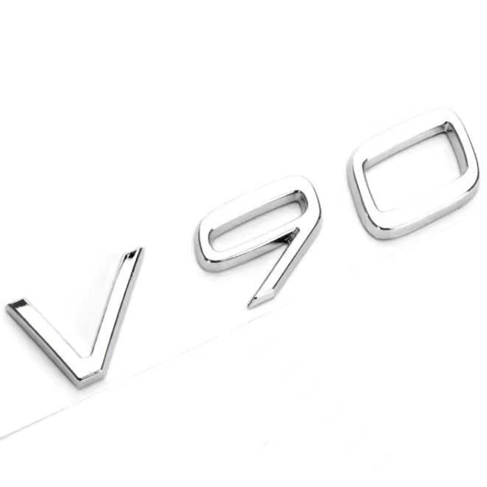 3D Metall Auto Aufkleber für Volvo C30 V40 V50 V60 V90, Selbstklebend Logo Emblem Badge Abzeichen für Heckklappe Kofferraum, Chrom Autoaufkleber zubehör, V90-Silver von MOOWI