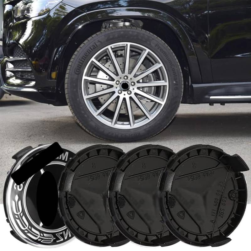 Nabendeckel 4pcs 75mm Durchmesser Universal Schwarz ABS Ganze Roggenähre Diagramm Nabenkappen Felgendeckel Radkappen Radnabendeckel Wheel Caps Auto Zubehör von MOPQMKT