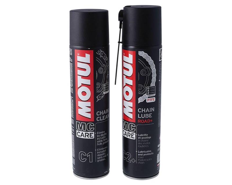 MOTUL C1 Chain Clean 400 ml, C2+ Chain Lube, Kettenreiniger Set kompatibel für Roller, Motorrad von MORFOSE