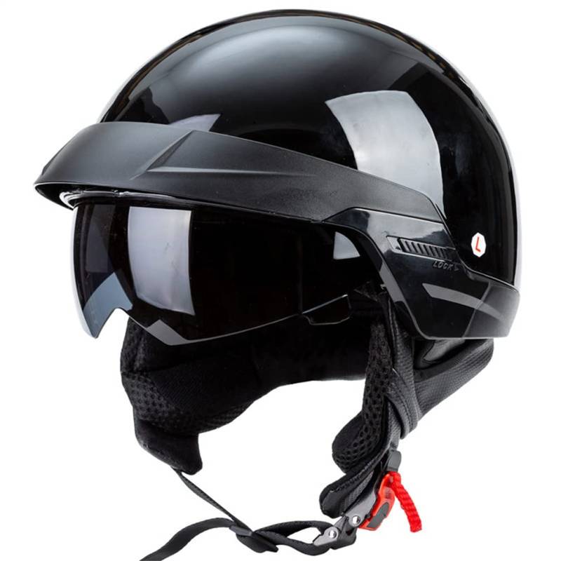 Erwachsene Roller Motorrad Halbgesicht Helm Motorrad Männer Elektro-Motorrad-Helm Harley Cruising Halbhelm Halbgesicht Motorradhelm für Männer Schutzbrille von MOTESEN