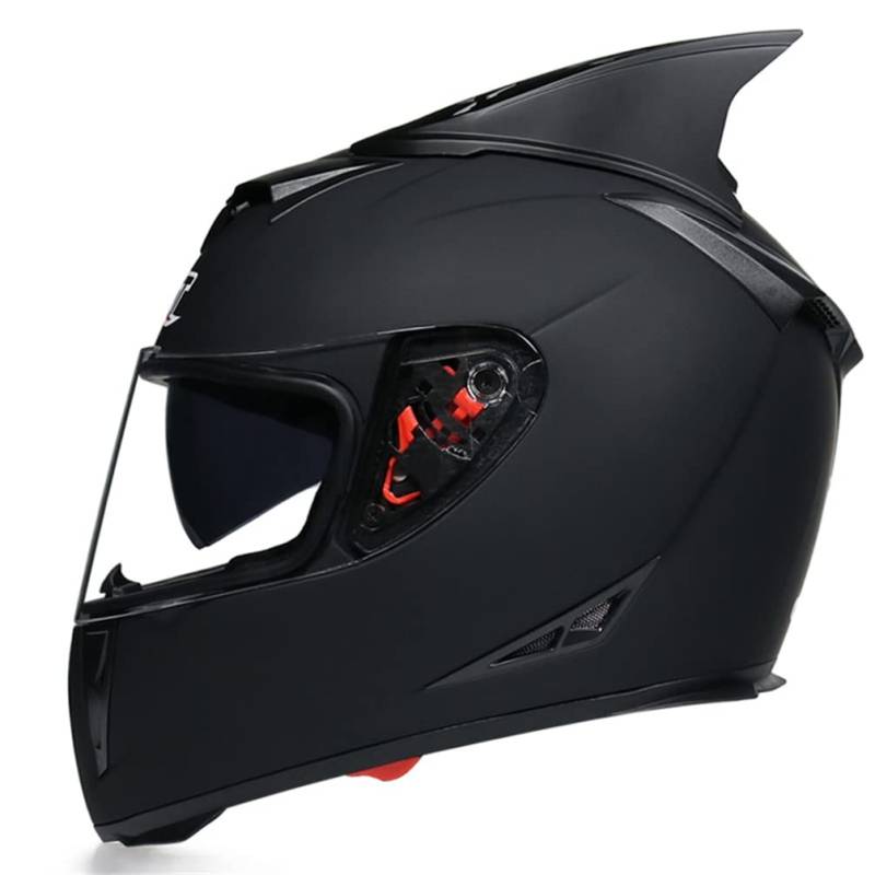 Erwachsene Unisex Touring Motorrad Vollvisierhelme ECE Motocross Helme Touring Roller Moto Bike Off-Road Helme mit Hörnern von MOTESEN