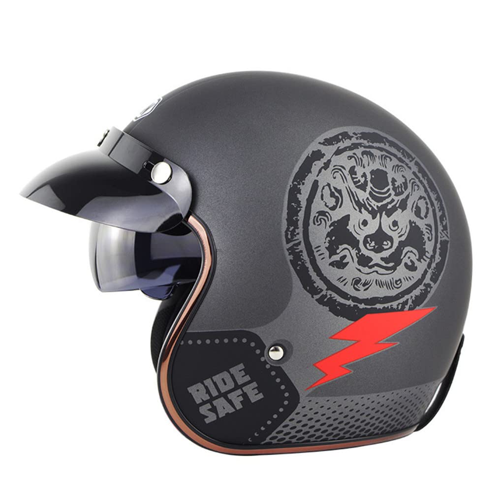 Harley Helm für Frauen Männer Offenes Gesicht Casco Moto für Harley Motorrad Zubehör Männer Moto Helme ECE Zertifiziert Retro Motorrad Helm Cafe Racer von MOTESEN