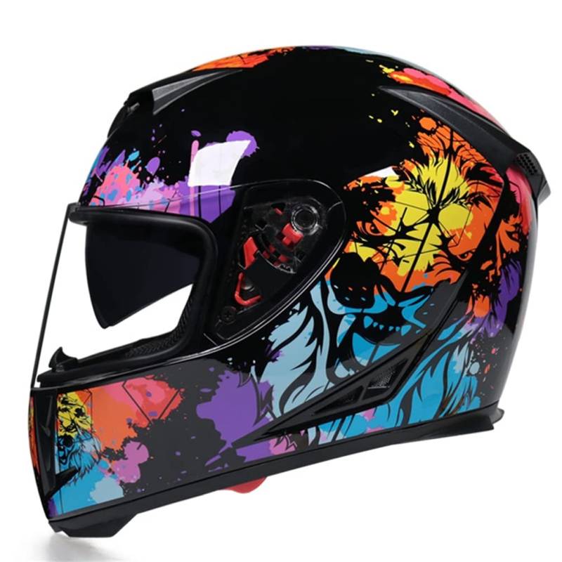 Helm DOT Full Face Street Motorrad Motorradhelm Herren Damen Harley Full Face Motorradhelm Dual Visor von MOTESEN