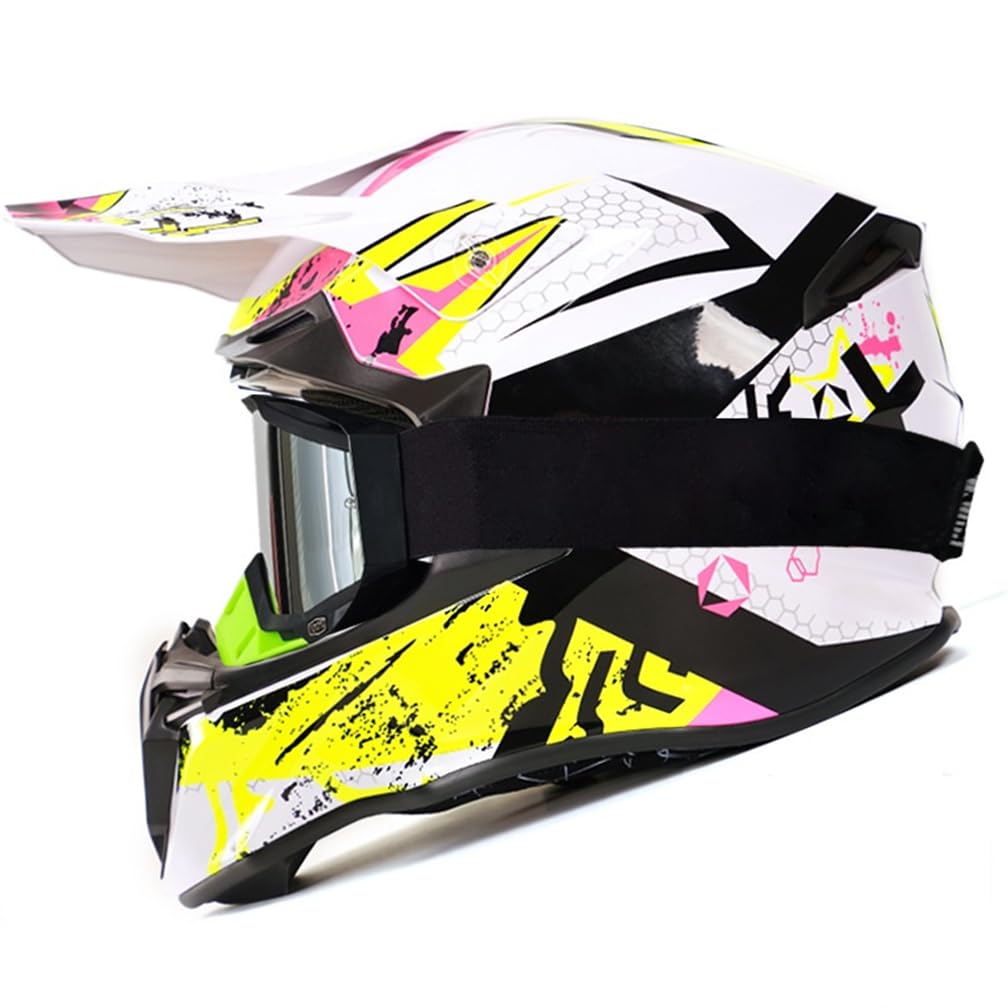 MOTESEN ABS Damen Motocross Helme für Full Face Helme Cruiser Motorrad Cruiser Sommer Herausnehmbares Innenfutter ECE Collision Avoidance Wind Goggles von MOTESEN