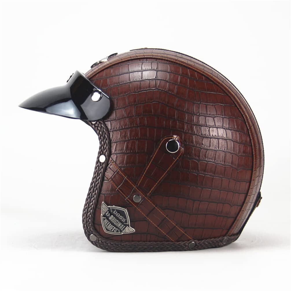 Scooters Motorrad Open Face Helm Motorrad Herren Vintage Harley Halbhelm mit Leder 3/4 Helme für Erwachsene Motorrad ECE geprüft von MOTESEN