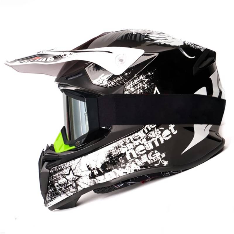 MOTESEN Unisex Motocross Helme für Sportbikes Motorrad ABS Frühling Cruiser Motorrad Off-Road Motorrad Herausnehmbares Futter ECE Approved Collision Avoidance Wind Goggles von MOTESEN