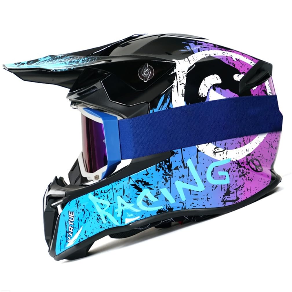 Unisex Motocross Helme für Sportbikes Motorrad ABS Frühling Cruiser Motorrad Off-Road Motorrad Herausnehmbares Futter ECE Approved Collision Avoidance Wind Goggles von MOTESEN