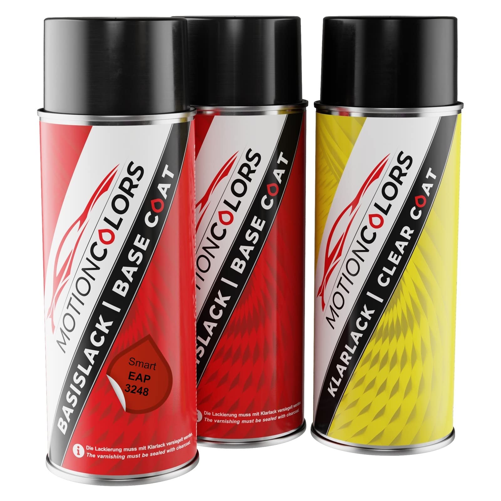 MOTIONCOLORS Cadmium Red Perleffekt/Cadmium Red Metallic EAP / 3248 für Smart Autolack Sprühdosen Set Grundlack Basislack Klarlack Spraydose 400ml von MOTIONCOLORS