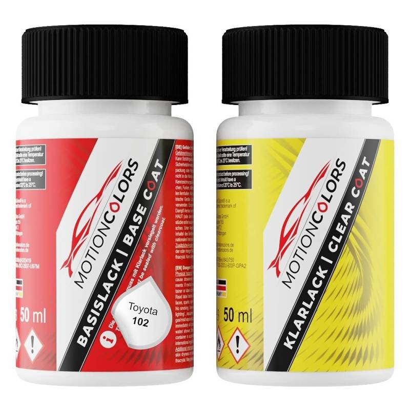 MOTIONCOLORS Grey 102 für Toyota Autolack Lackstift Set Basislack und Klarlack je 50ml von MOTIONCOLORS