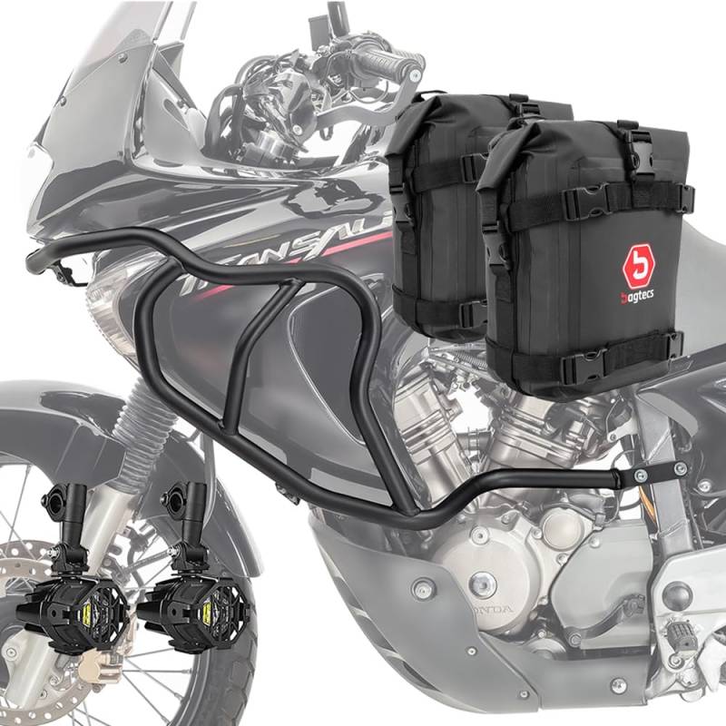 Sturzbügel + Scheinwerfer + Tasche für Honda Transalp XL 650 V 00-07 HG12 schwarz von MOTO GUARD